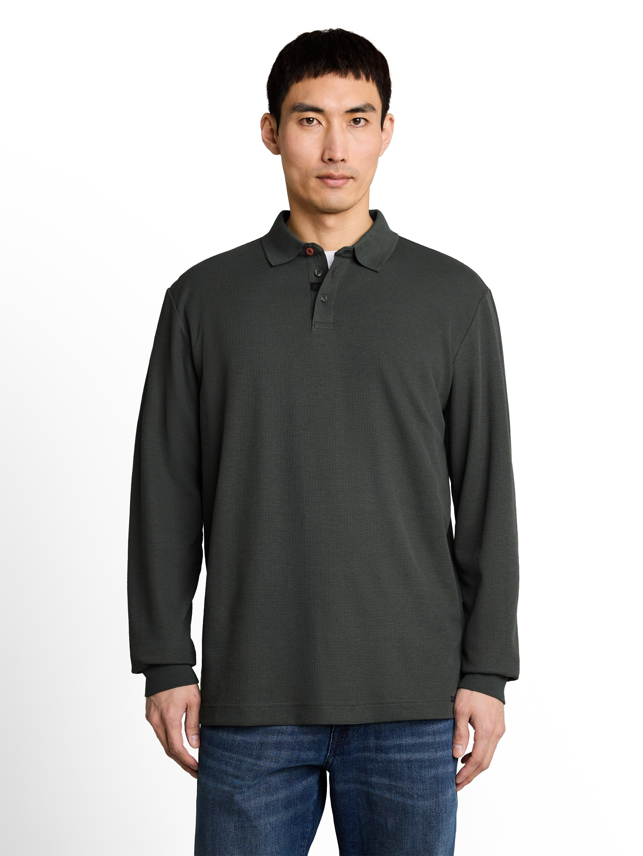 TOM TAILOR Langarm-Poloshirt mit Polokragen und Knopfleiste