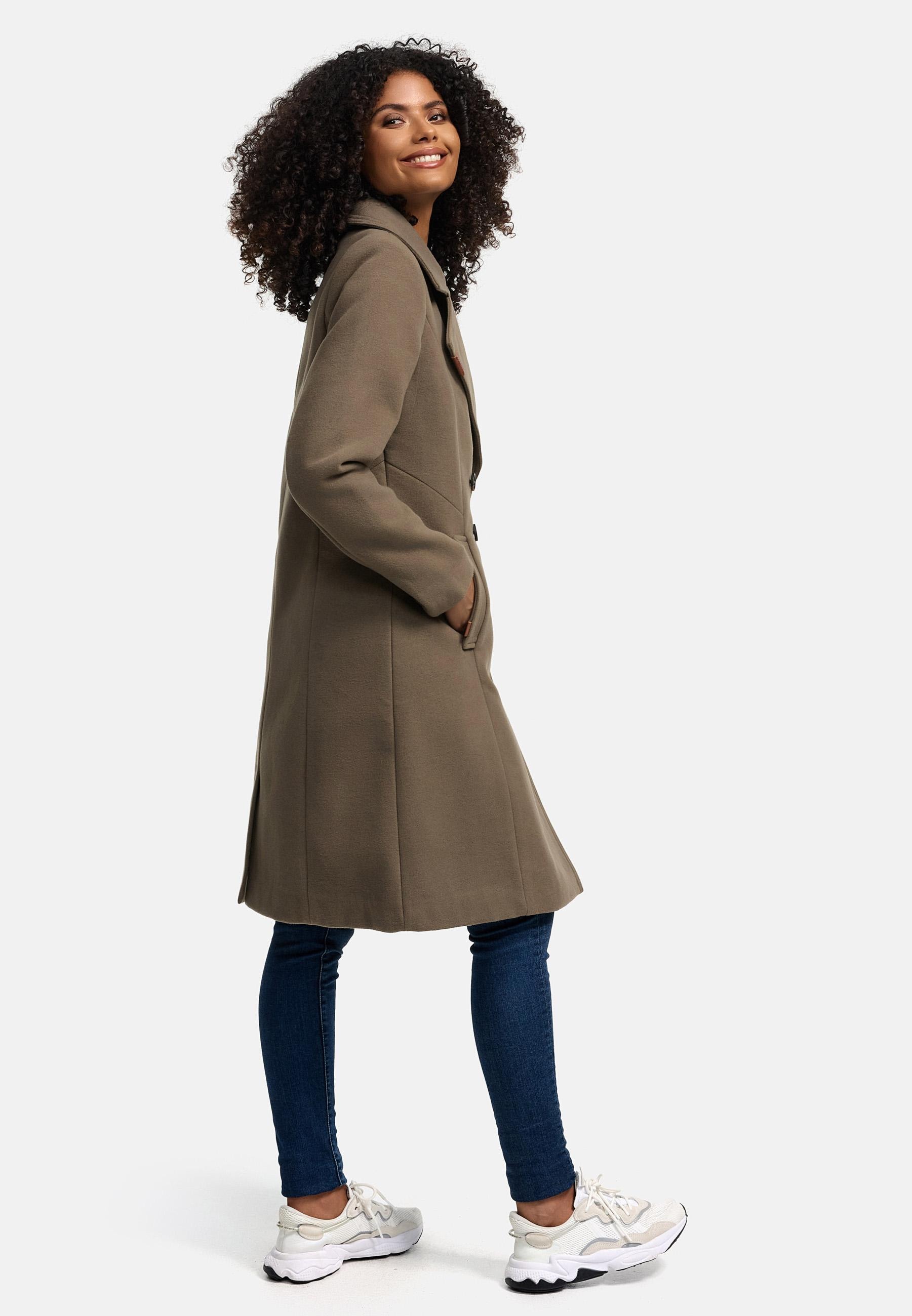Navahoo Wintermantel »Wooly«, edler Damen Trenchcoat in Wollmantel-Optik