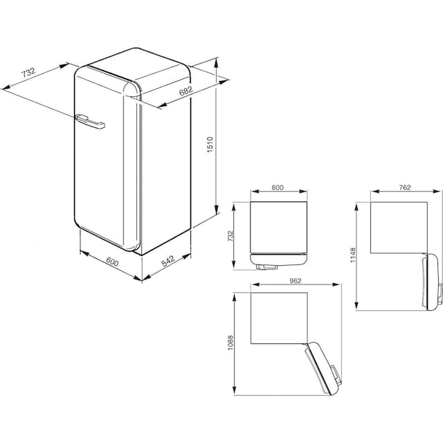 Smeg Kühlschrank »FAB28_5«, FAB28RDIT5, 150 cm hoch, 60 cm breit bestellen  | BAUR