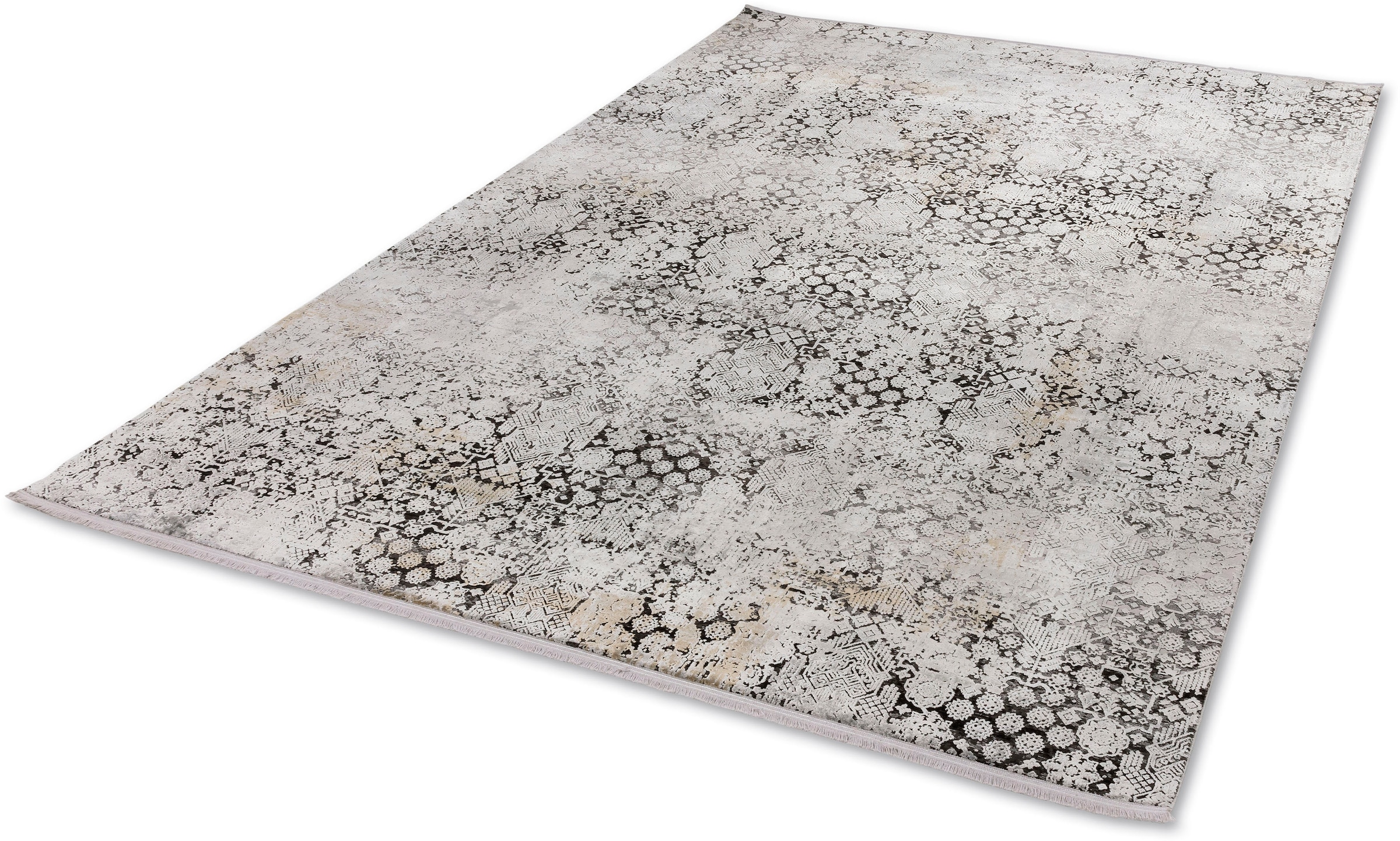 Teppich ASTRA "Gravina 231", grau (anthrazit), B:133cm H:8mm L:190cm, Kunstfaser, Viskose, Teppiche, Teppich, seidiger Schimmer durch Viskose, Hoch Tief Struktur, Wohnzimmer