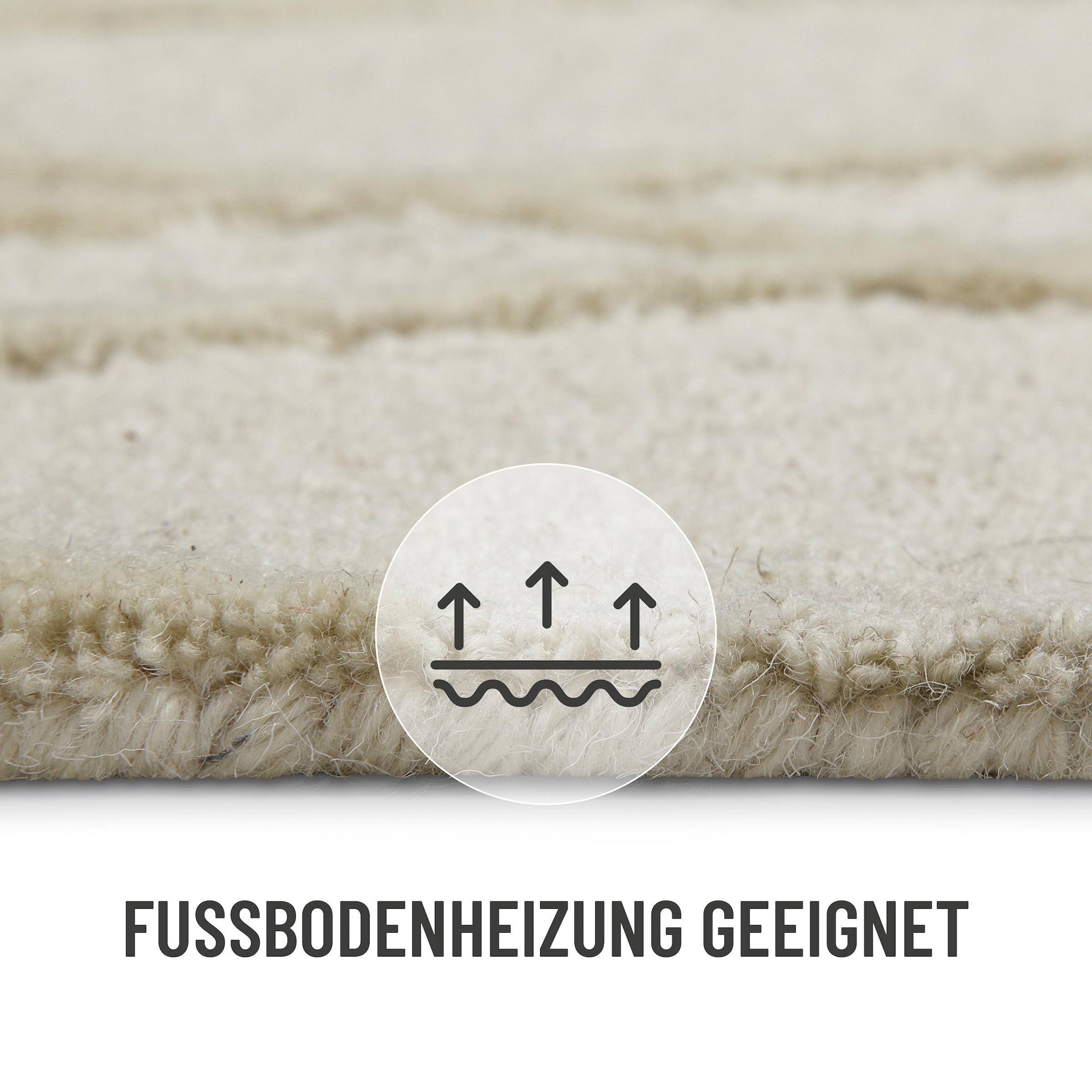 Wecon home Wollteppich »Hamptons TWENTYTHREE«, rund, 15 mm Höhe, Schurwolle, Kurzflor, Wohn- & Schlafzimmer, elegant, welliges Design
