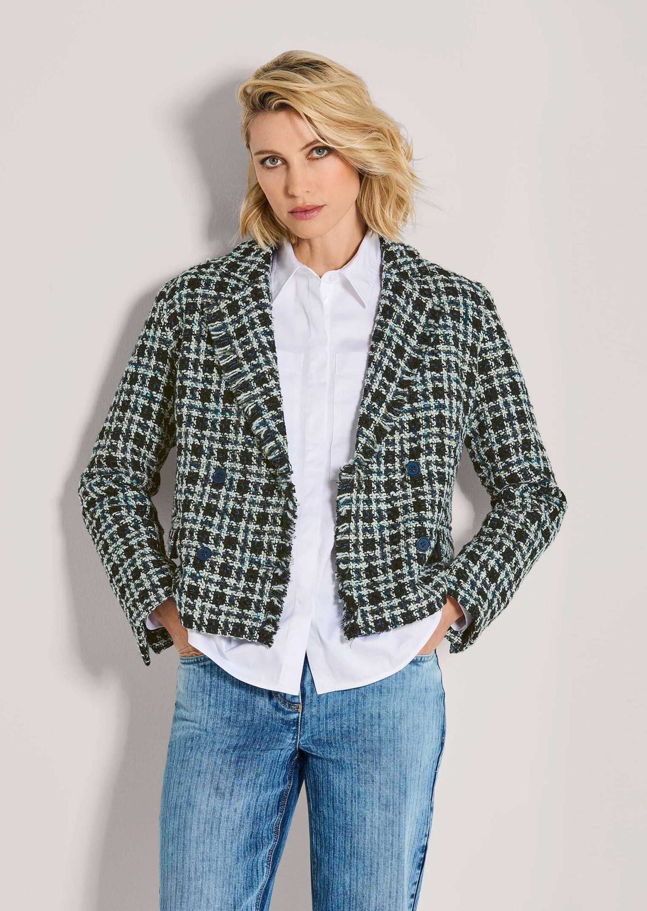 Thumbnail - MADELEINE Jackenblazer "Tweed-Blazer Modischer Zweireiher mit Fransen" Tweed Blazer, Fransenkanten