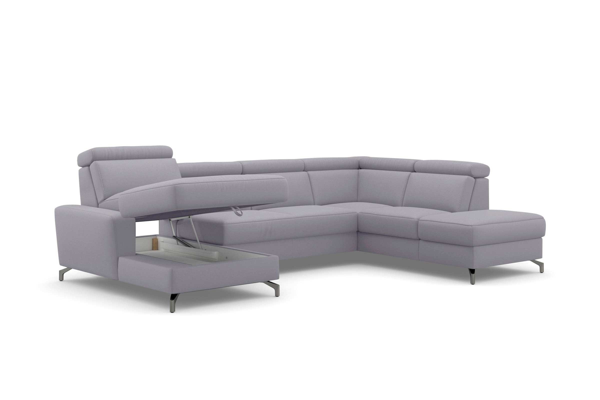 sit&more Wohnlandschaft »Scarlett U-Form«, inklusive Kopfteilverstellung, wahlweise mit Bettfunktion, Bettkasten