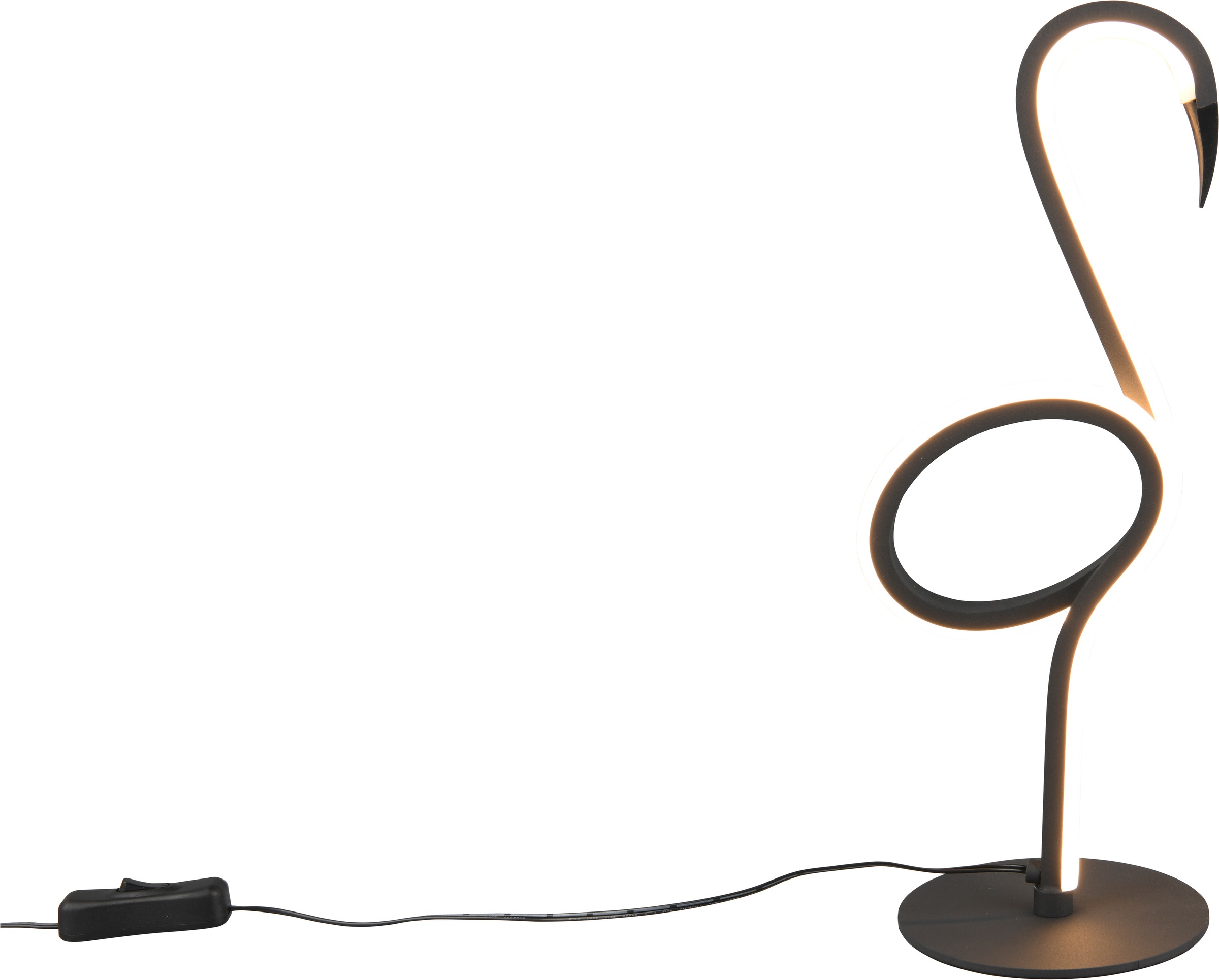 REALITY Leuchten LED Tischleuchte »INGO, LED Tischlampe in Flamingo Form, 6W 550 Lumen 300K warmweiß« LED-Board 1 Stk. Warmweiß Flamingo Lampe mit Schnurschalter, Höhe 35 cm Ø 12 cm Tiefe 14,5 cm