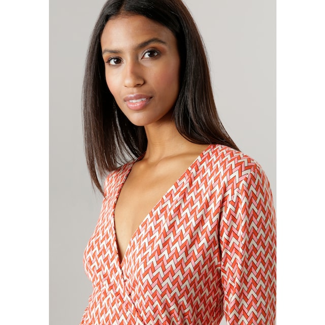 Aniston SELECTED Jerseykleid, mit geometrischem Muster und seitlichem  Bindedetail - NEUE KOLLEKTION für bestellen | BAUR