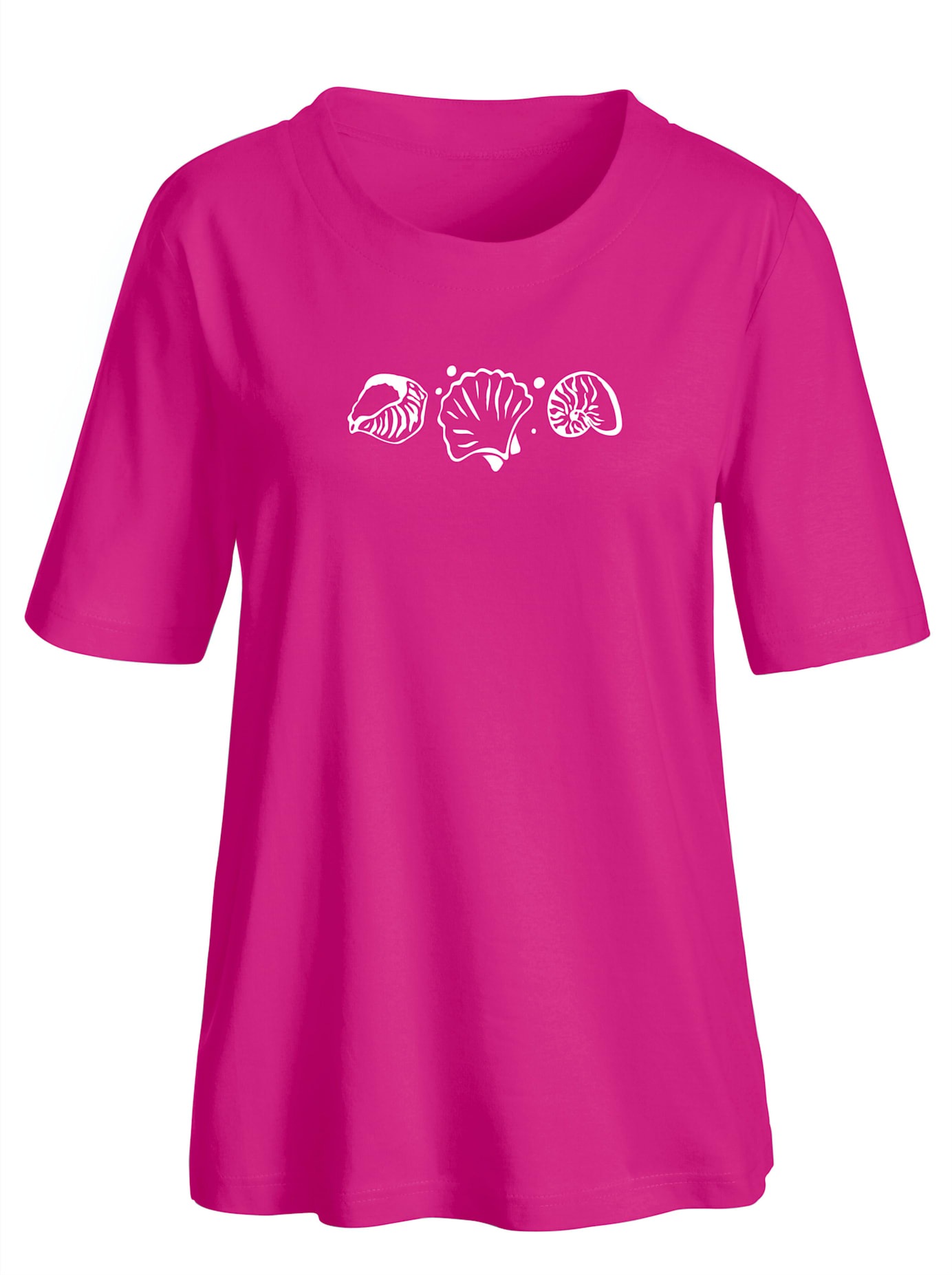 Kurzarmshirt CASUAL LOOKS "Shirt", Damen, Gr. 44, pink (fuchsia), 100% Baumwolle, bedruckt, gemustert, unifarben, Rundhals, Shirts 3