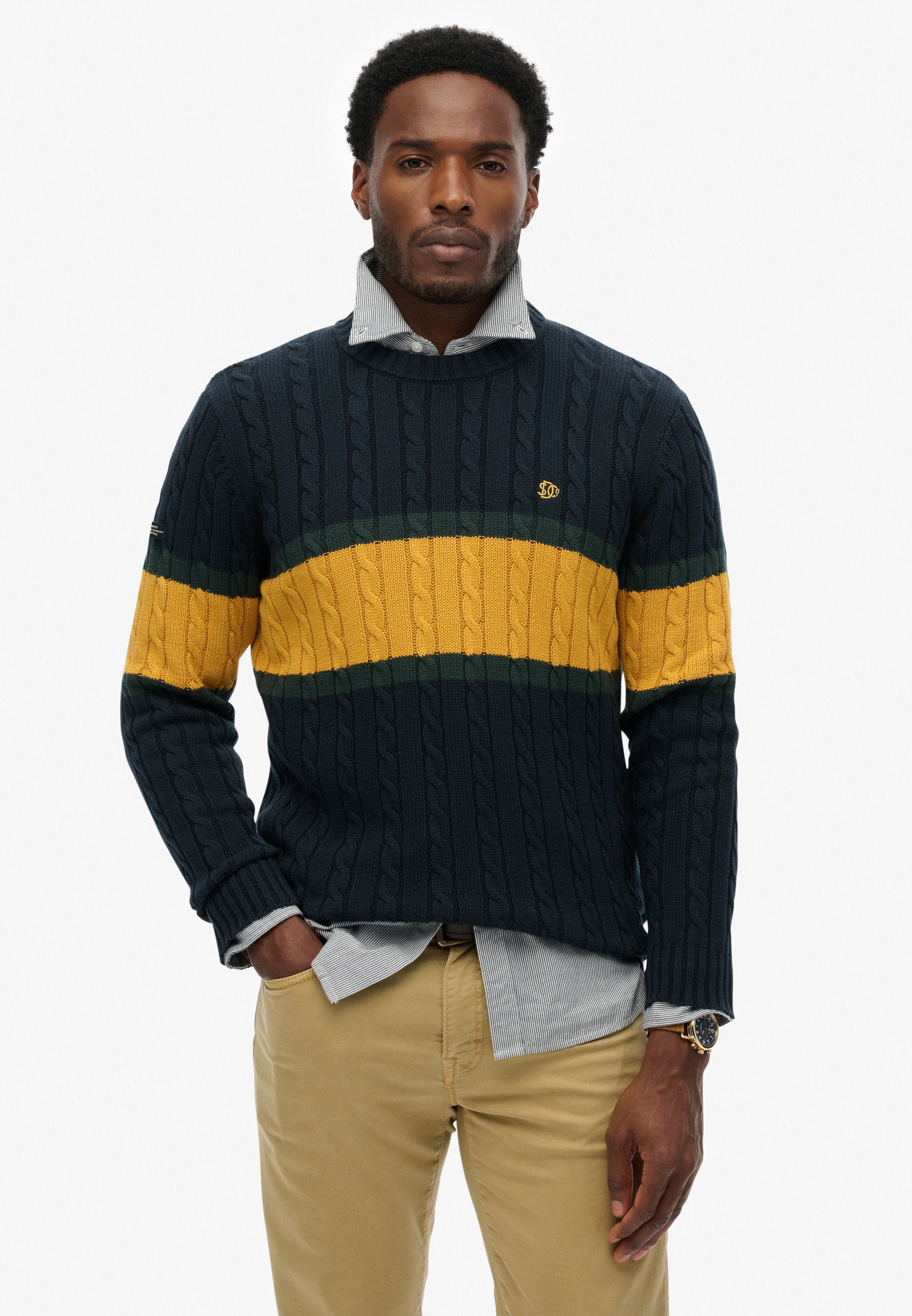 Superdry Strickpullover »Cotton Stripe Cable Jumper«