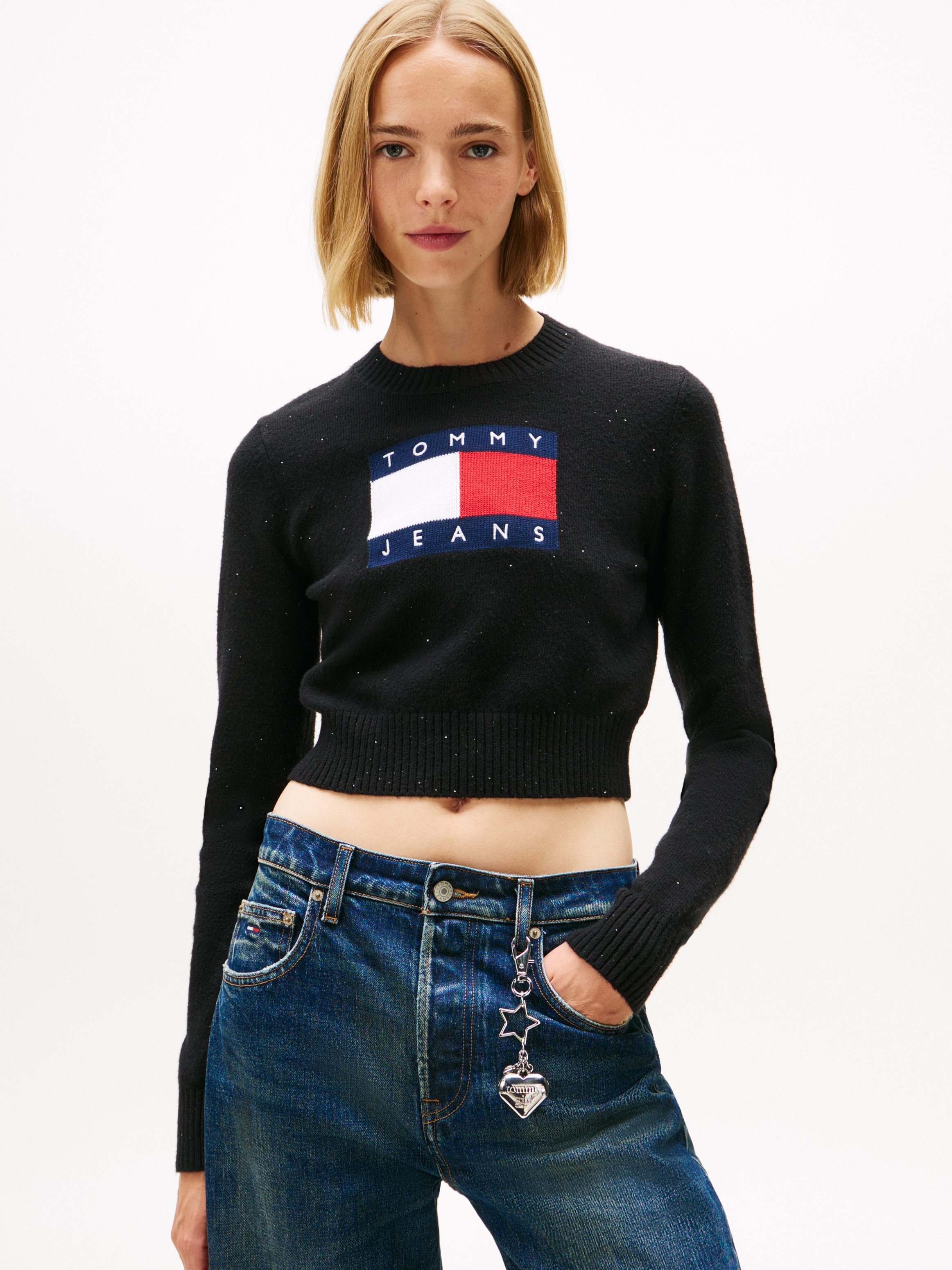 Tommy Jeans Strickpullover "TJW SPARKLE FLAG SWEATER EXT" günstig online kaufen
