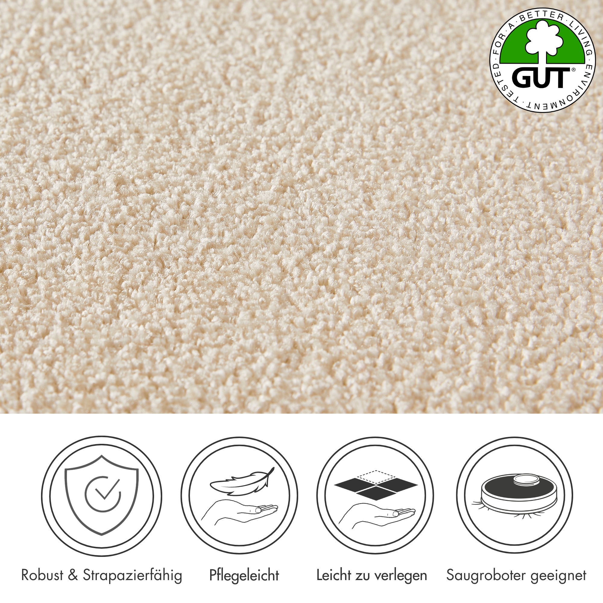 Andiamo Teppichboden »Verona, Velours, Made in Belgium«, rechteckig, 6 mm Höhe, Uni Farben, Breite 400 cm oder 500 cm, strapazierfähig, pflegeleicht