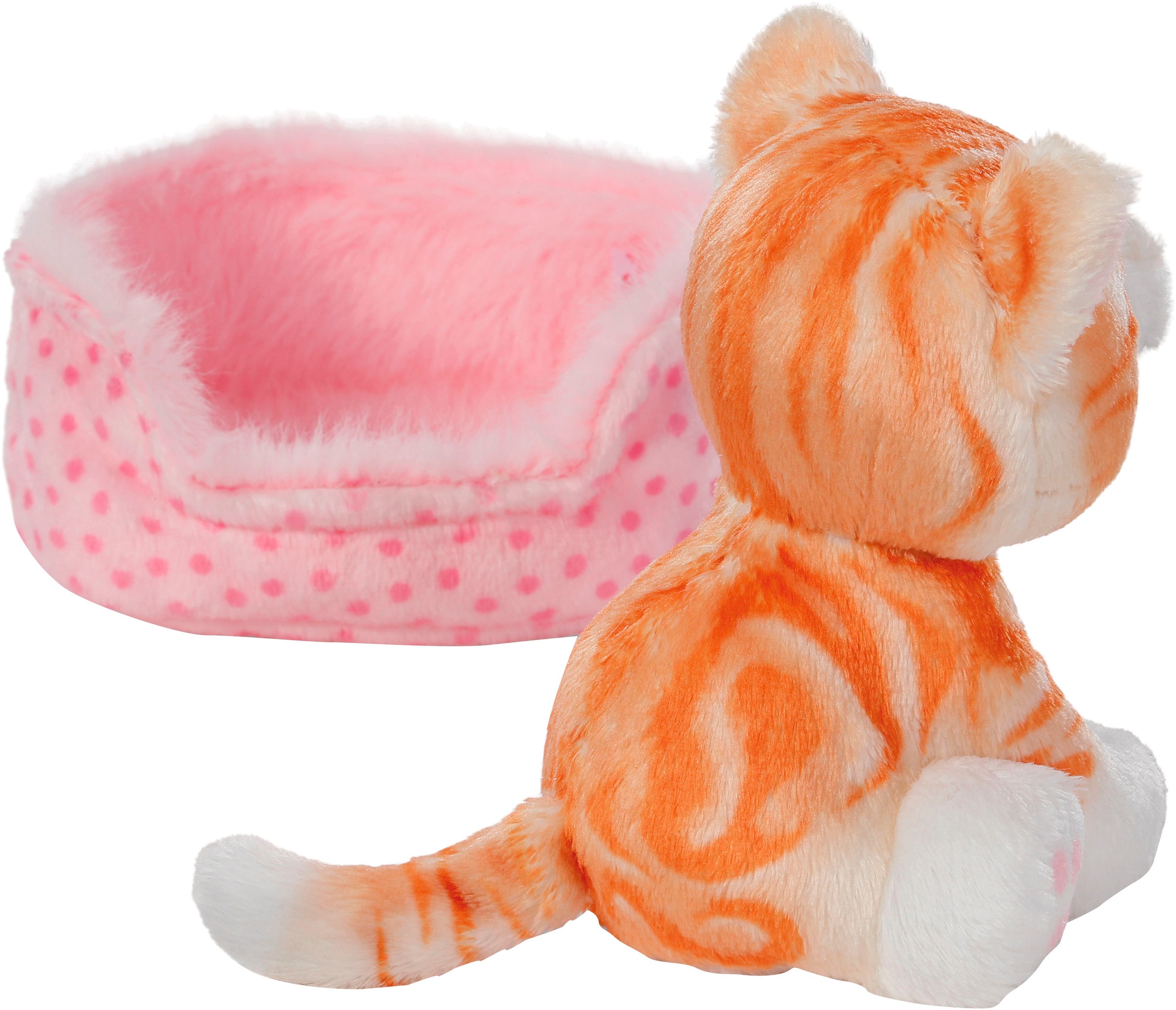Nici Kuscheltier »Little Paws, Katze rot getigert, 12 cm, im Körbchen rosa«
