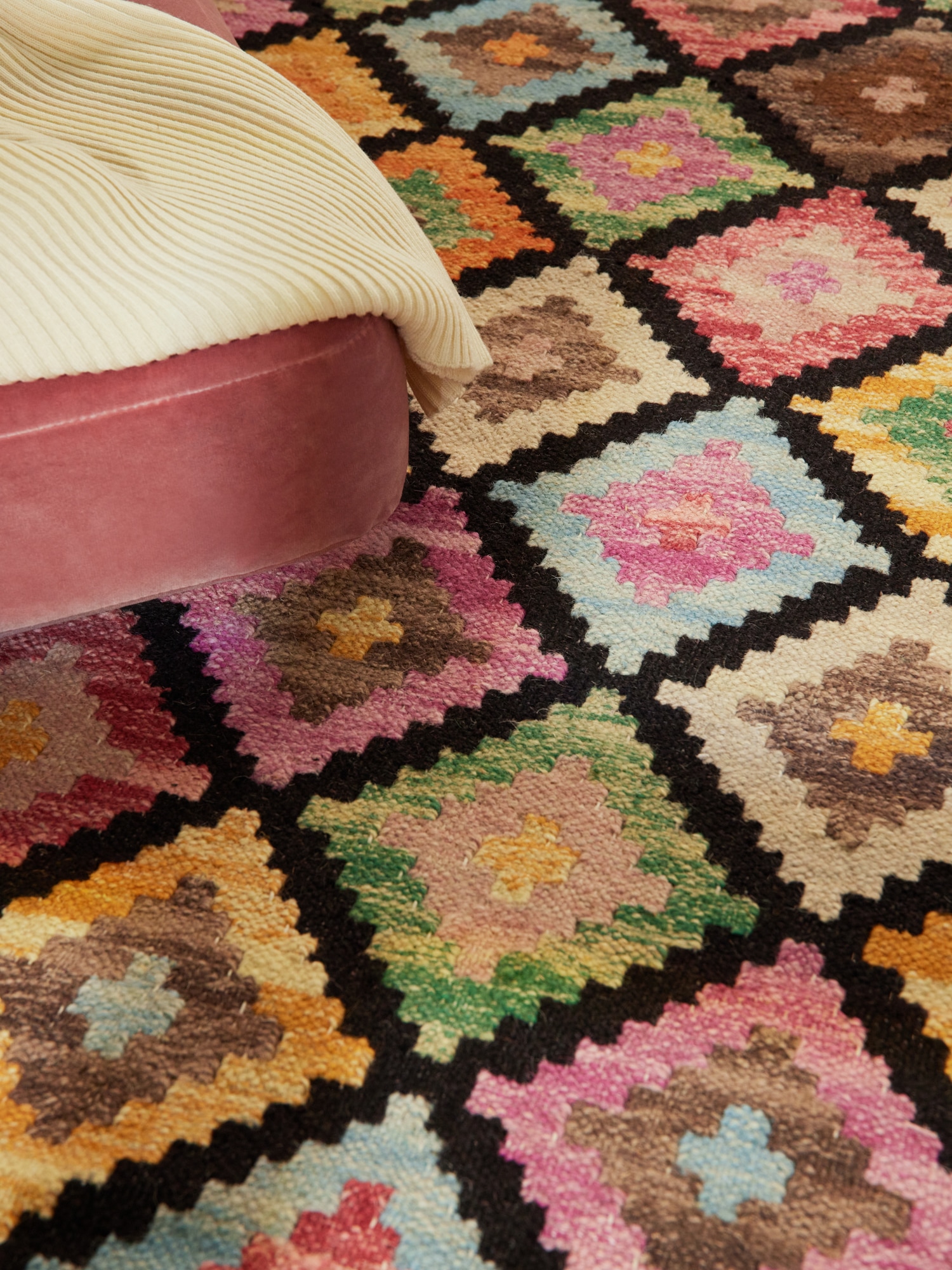 HANSE Home Teppich »Kelim Zara«, rechteckig, 3 mm Höhe, Wolle, Baumwolle, Natur, Handgewebt, orientalisch, Boho, traditionell
