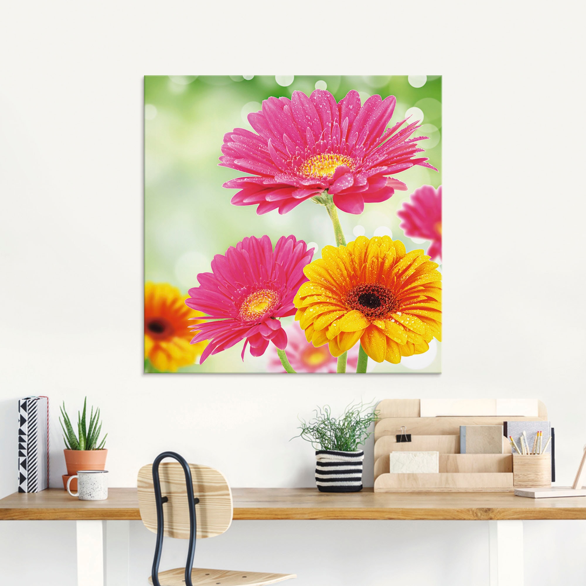 | Romantik Gerberas«, Größen in Blumen, »Natürliche kaufen (1 St.), Glasbild verschiedenen Artland BAUR -