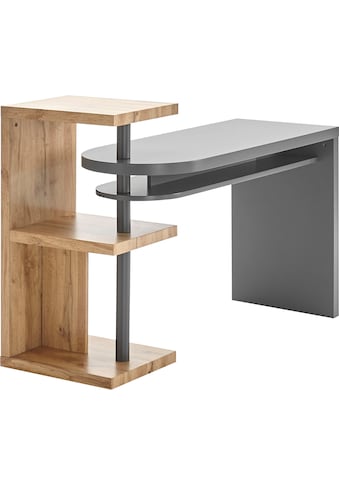 Schreibtisch »Moura«, mit Regalelment weiß hochglanz, Tischplatte schwenkbar, Breite...