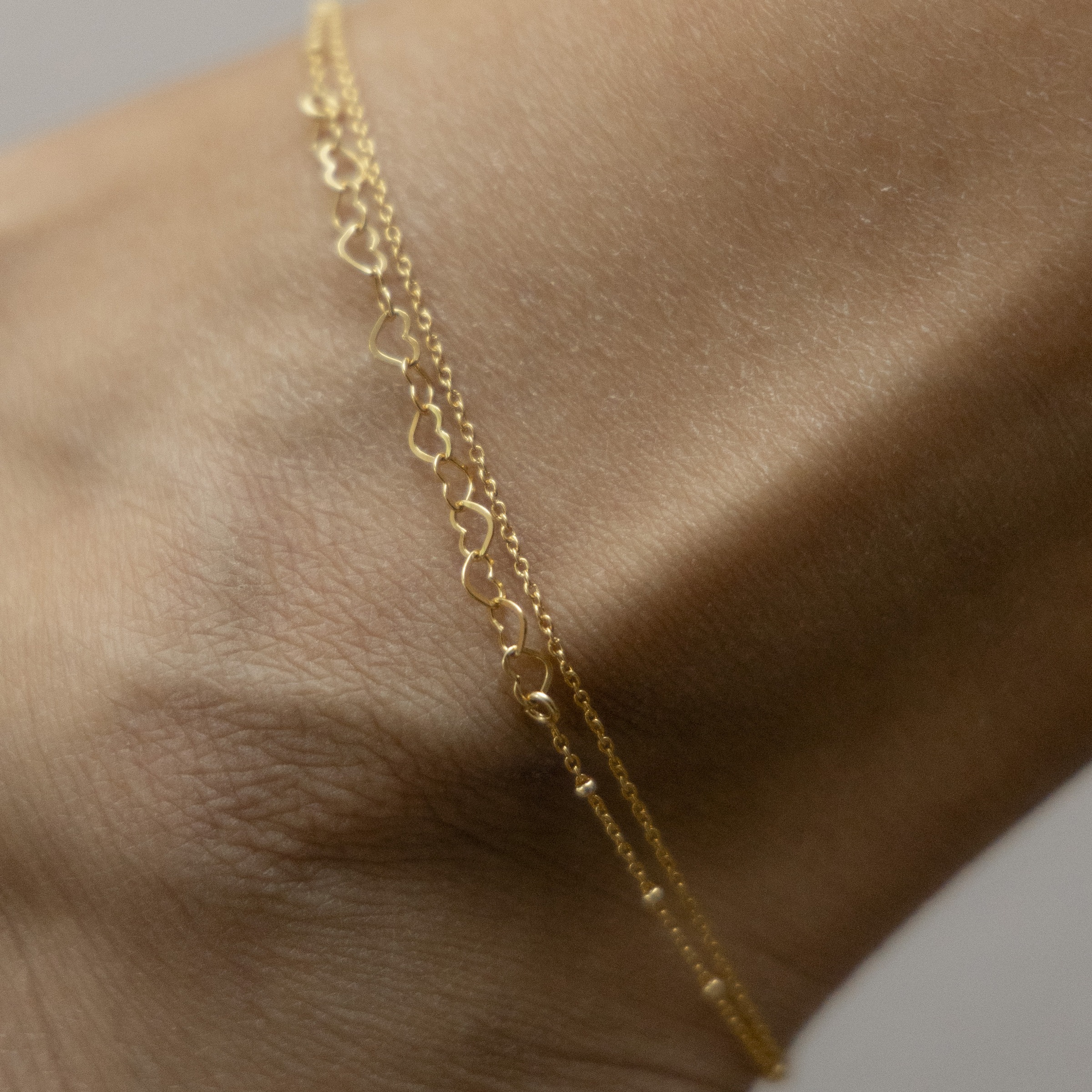 CAÏ Fußkette »925 Silber vergoldet zweireihig Herzen«