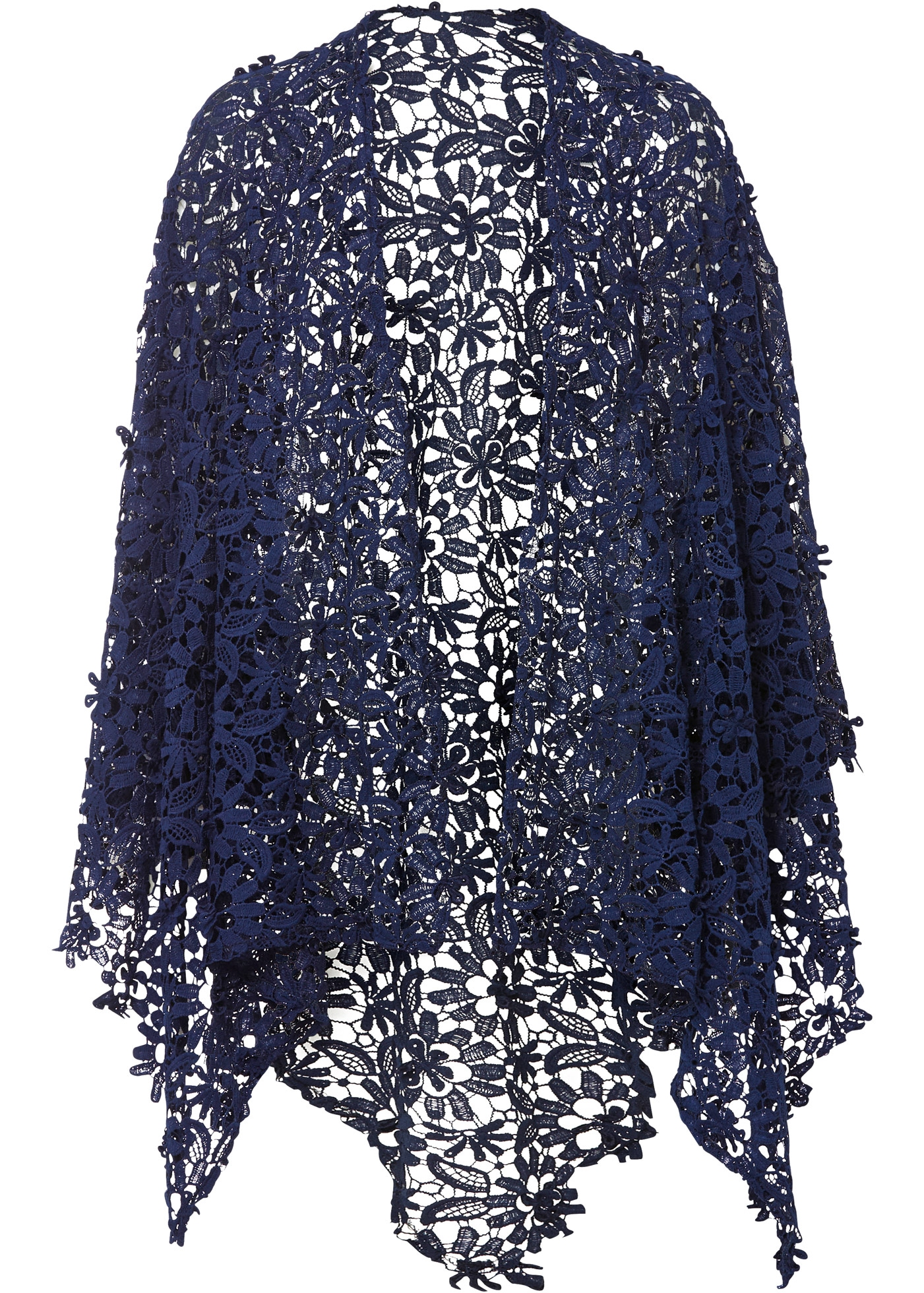 bonprix Strickponcho aus Polyester, mit Blumenmuster, lässig geschnittene Passform