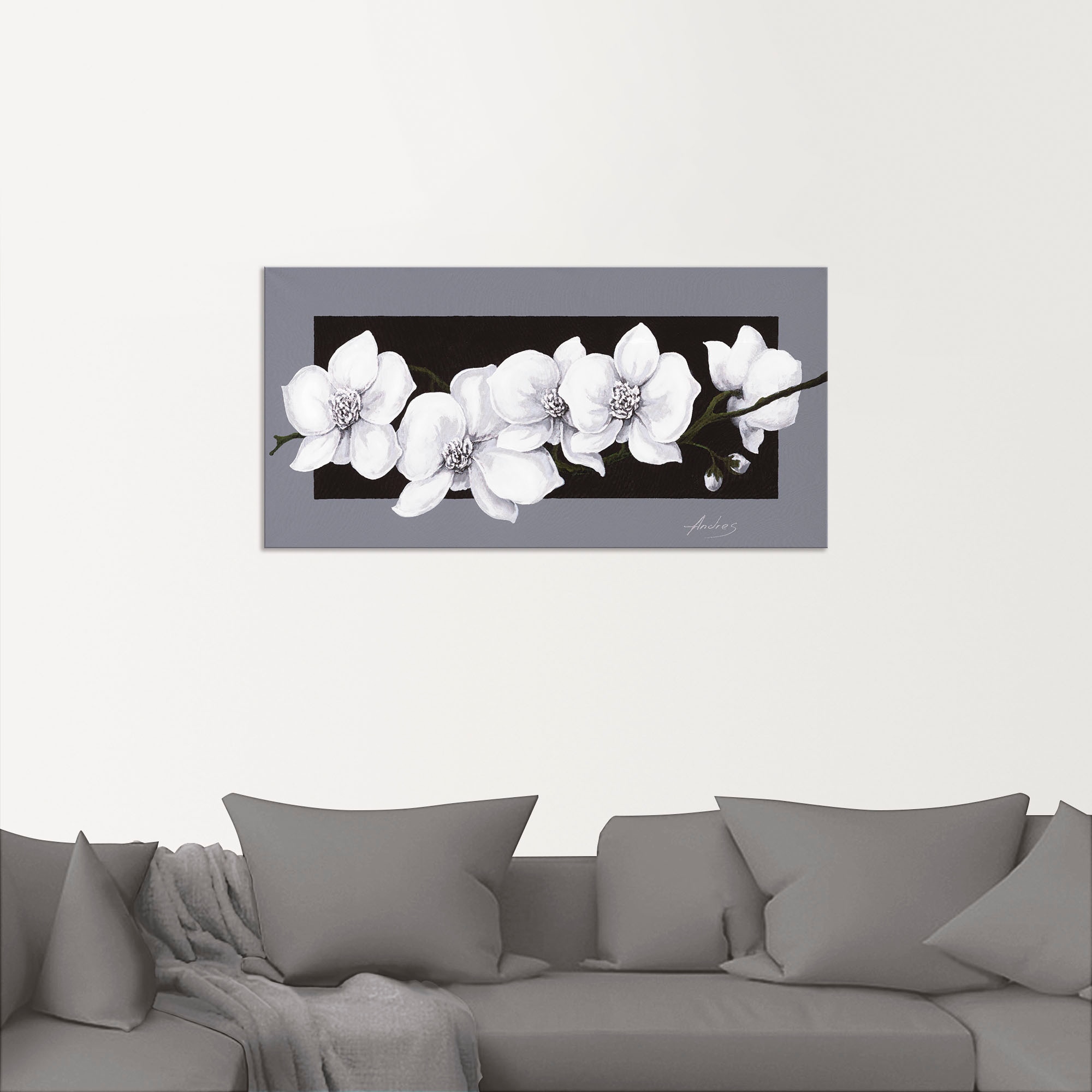 Artland Wandbild "Weiße Orchideen auf grau", Blumen, (1 St.), als Alubild, günstig online kaufen