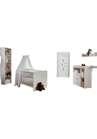 Babyzimmer-Komplettset »Lea«, (Set, 5 St., Bett, Wickelkommode, Schrank, Standregal,...