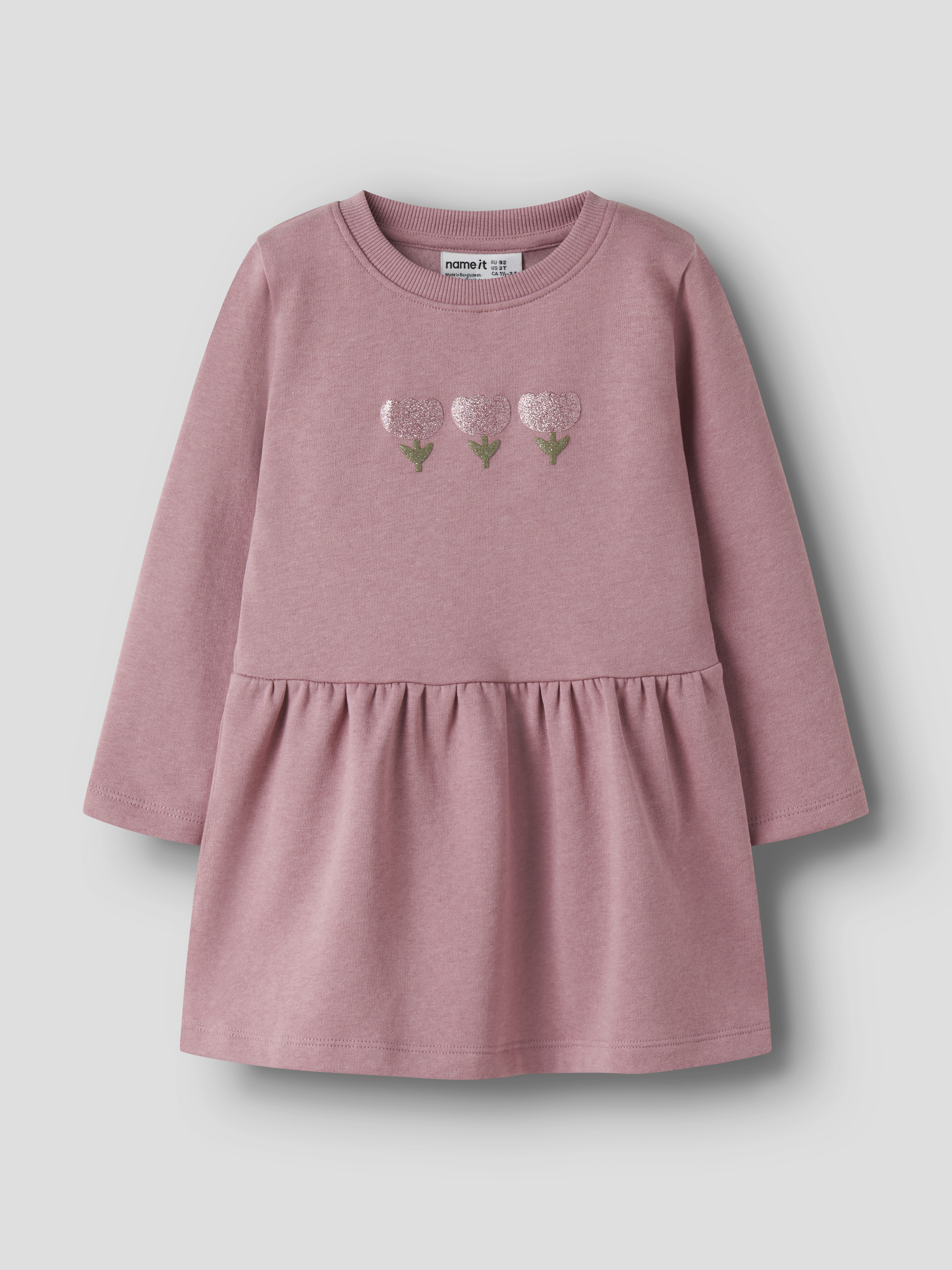 Name It Minikleid "NMFNIBO LS SWEAT DRESS BRU" Baumwollmischung, regular fit