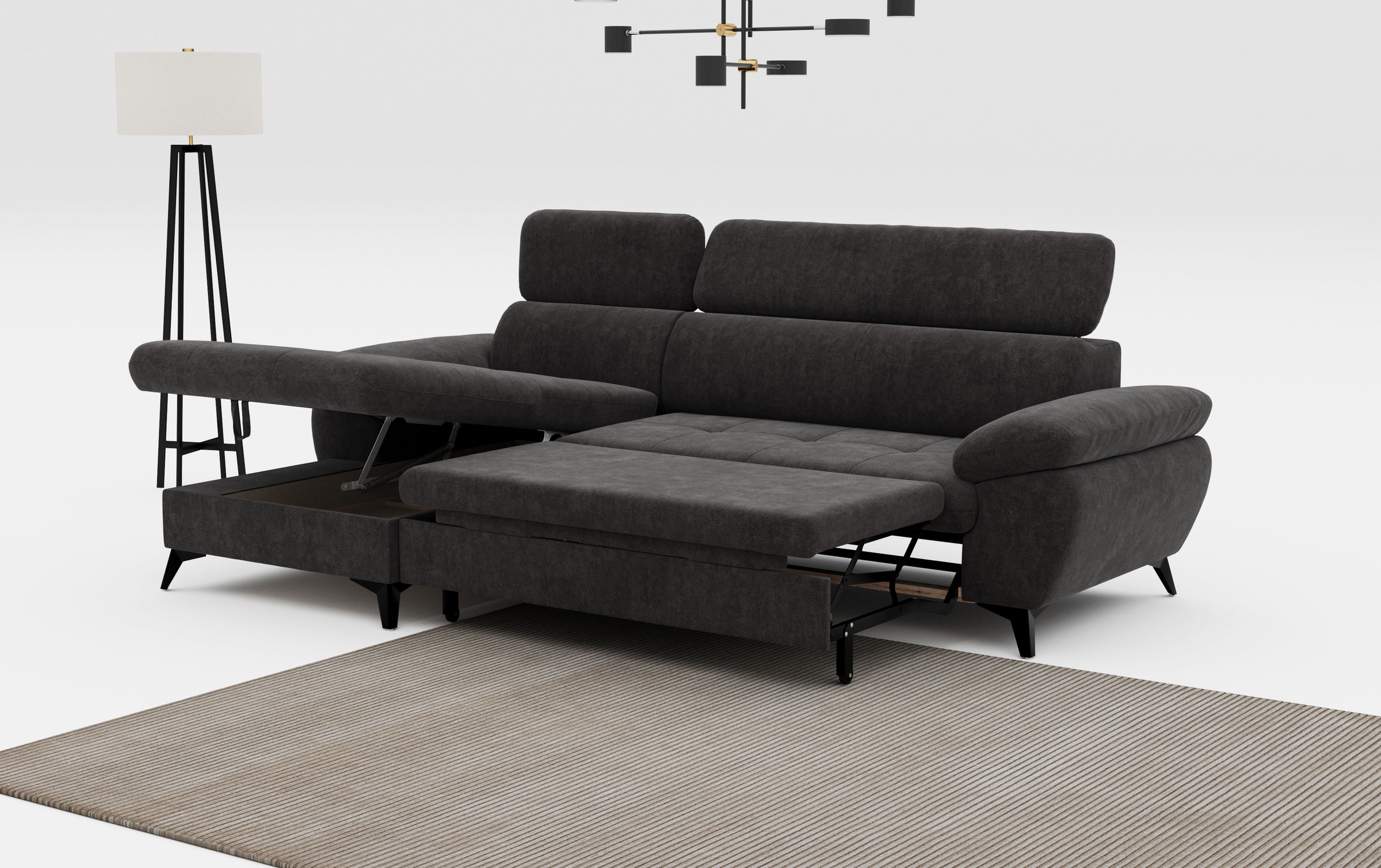 COTTA Ecksofa »Hudson L-Form«, mit Kopfteilverstellung, wahlweise mit Bettfunktion & Bettkasten