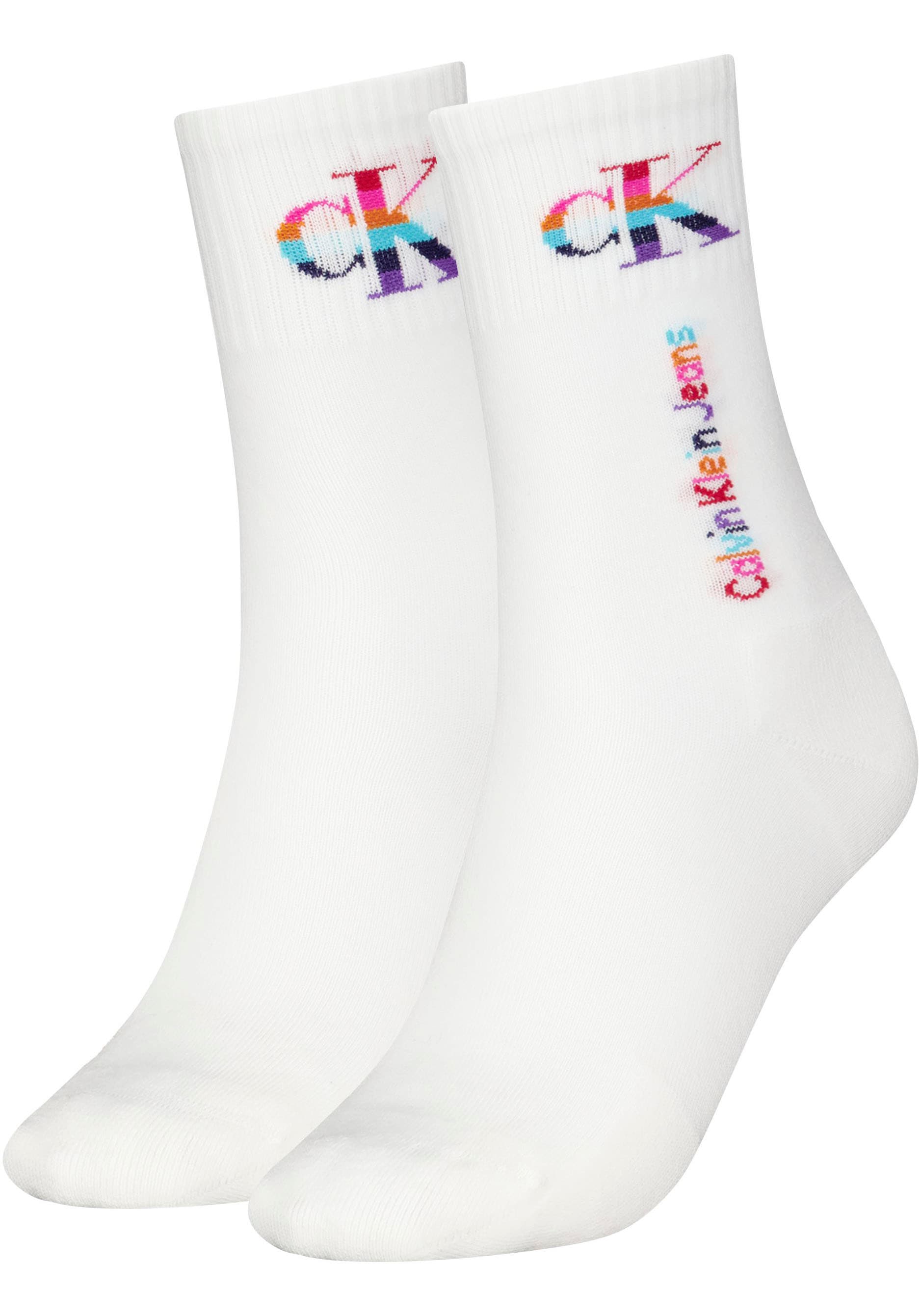 Calvin Klein Socken "CKJ WOMEN SOCKS PRIDE", (Packung, 2er-Pack), mit Regenbogen-Logo