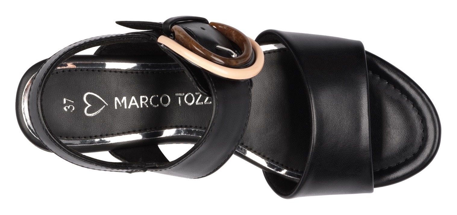 MARCO TOZZI Keilsandalette, Riemchensandale, Sommerschuh mit schmuckbesetzter Zierschnalle