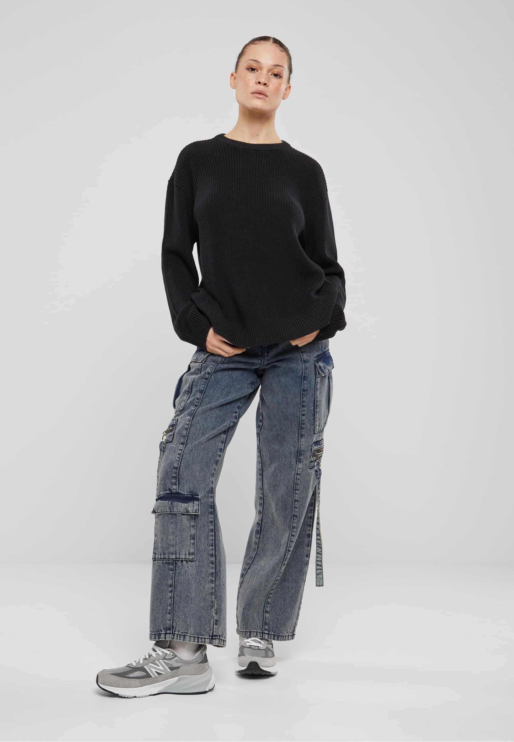 URBAN CLASSICS Rundhalspullover »Urban Classics Damen Ladies Rib Knit Sweater«, (1 tlg.)