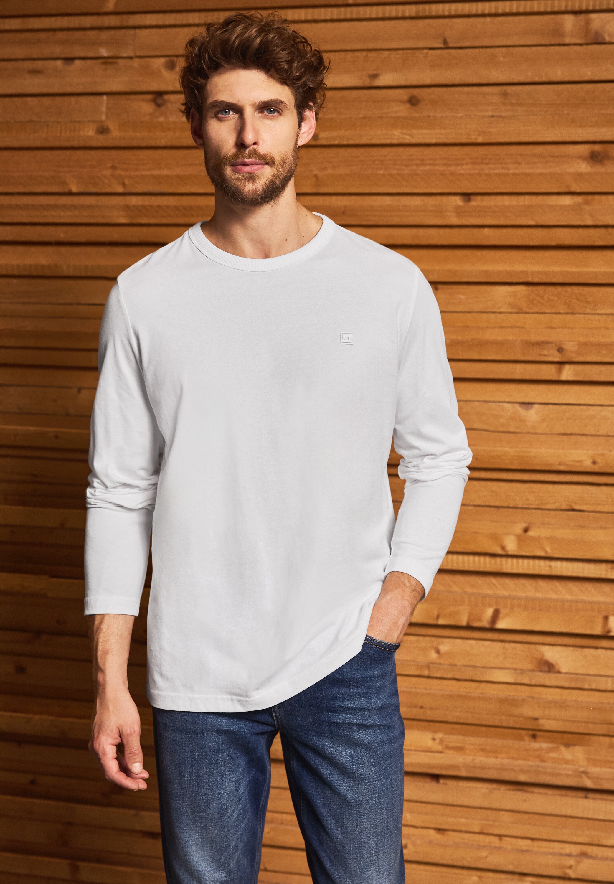 STREET ONE MEN Langarmshirt aus reiner Baumwolle günstig online kaufen