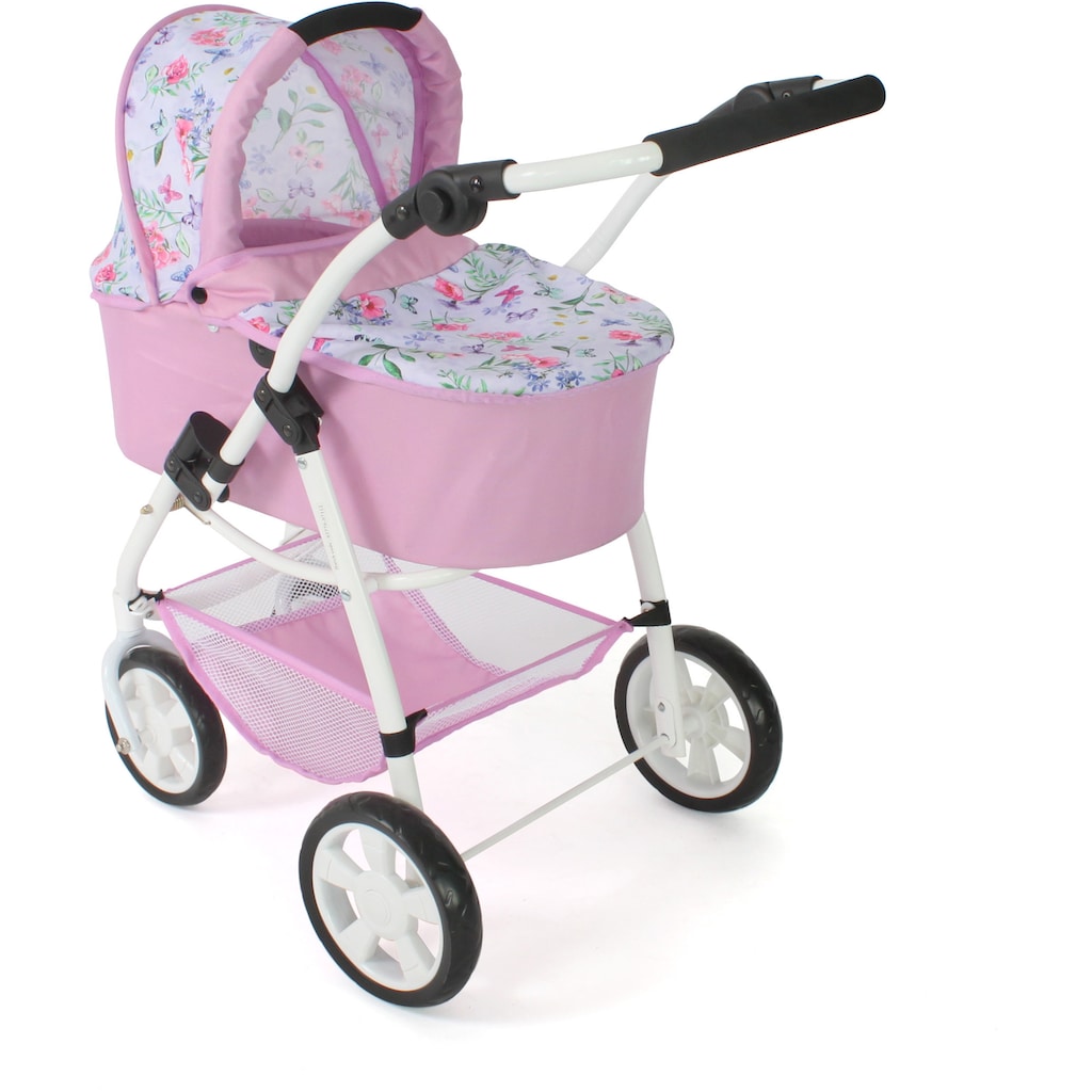 CHIC2000 Kombi-Puppenwagen »Emotion All In 3in1, Flowers«, inkl. Babywanne, Babyschale und Sportwagenaufsatz