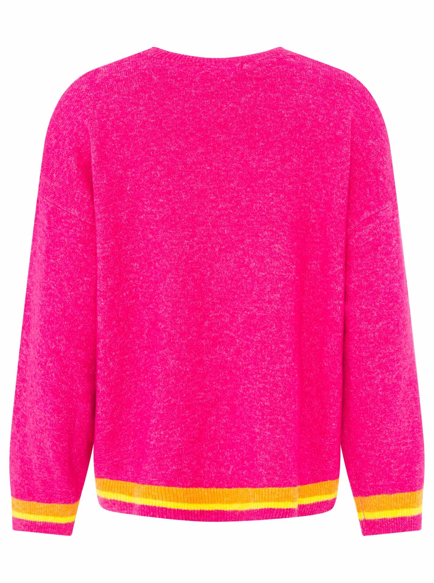 Zwillingsherz Strickpullover »"GOOD VIBES"« farbiger Schriftzug, gestreifte Neon-Bündchen, Rundhals, Strick
