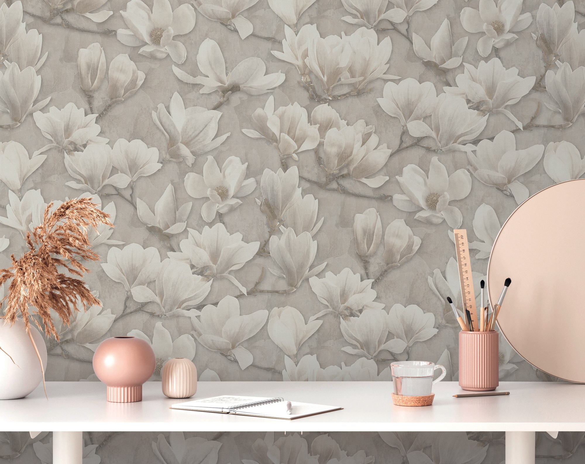 A.S. Création Vliestapete »PintWalls II Blumen-Tapete Mustertapete Magnolien Blumen«, matt, Vliestapete floral für Schlafzimmer Küche Wohnzimmer Magnolie Design