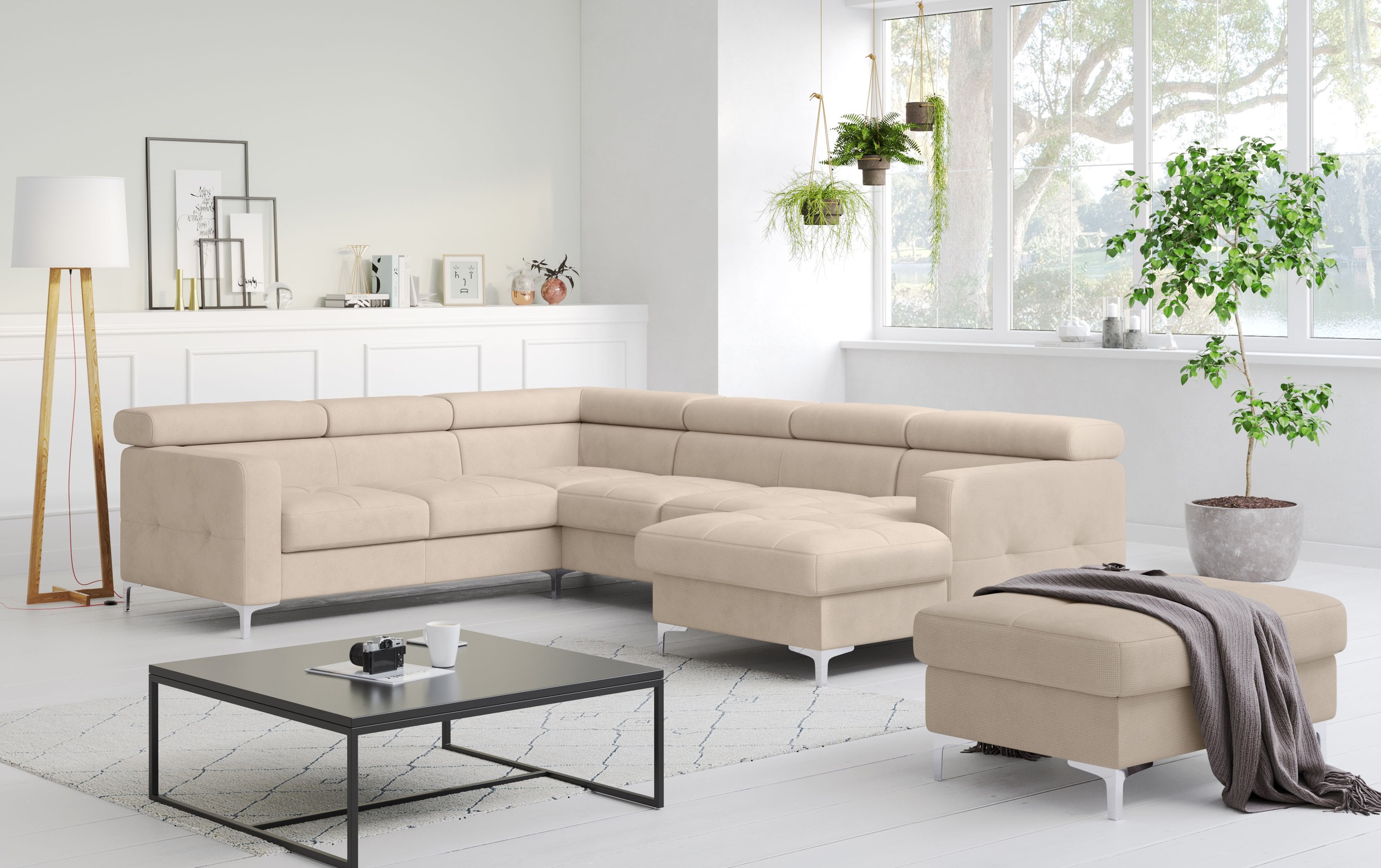 COTTA Wohnlandschaft »Sammy U-Form«, mit Kopfteilverstellung, optional mit Bettfunktion und Bettkasten