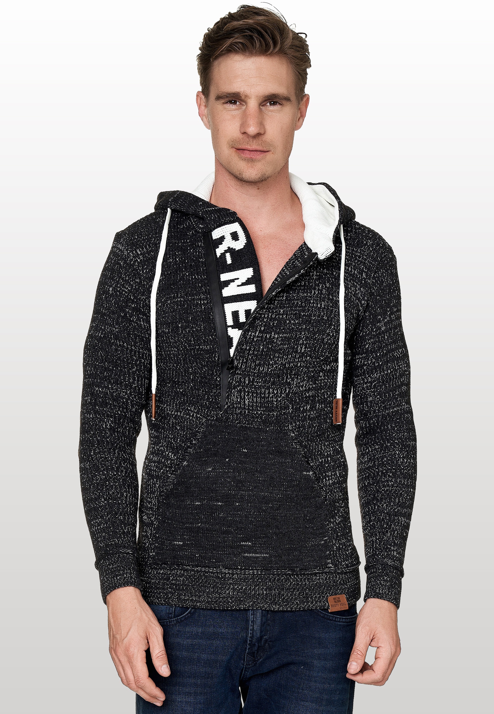 Rusty Neal Kapuzensweatshirt, mit stylischem Ausschnitt