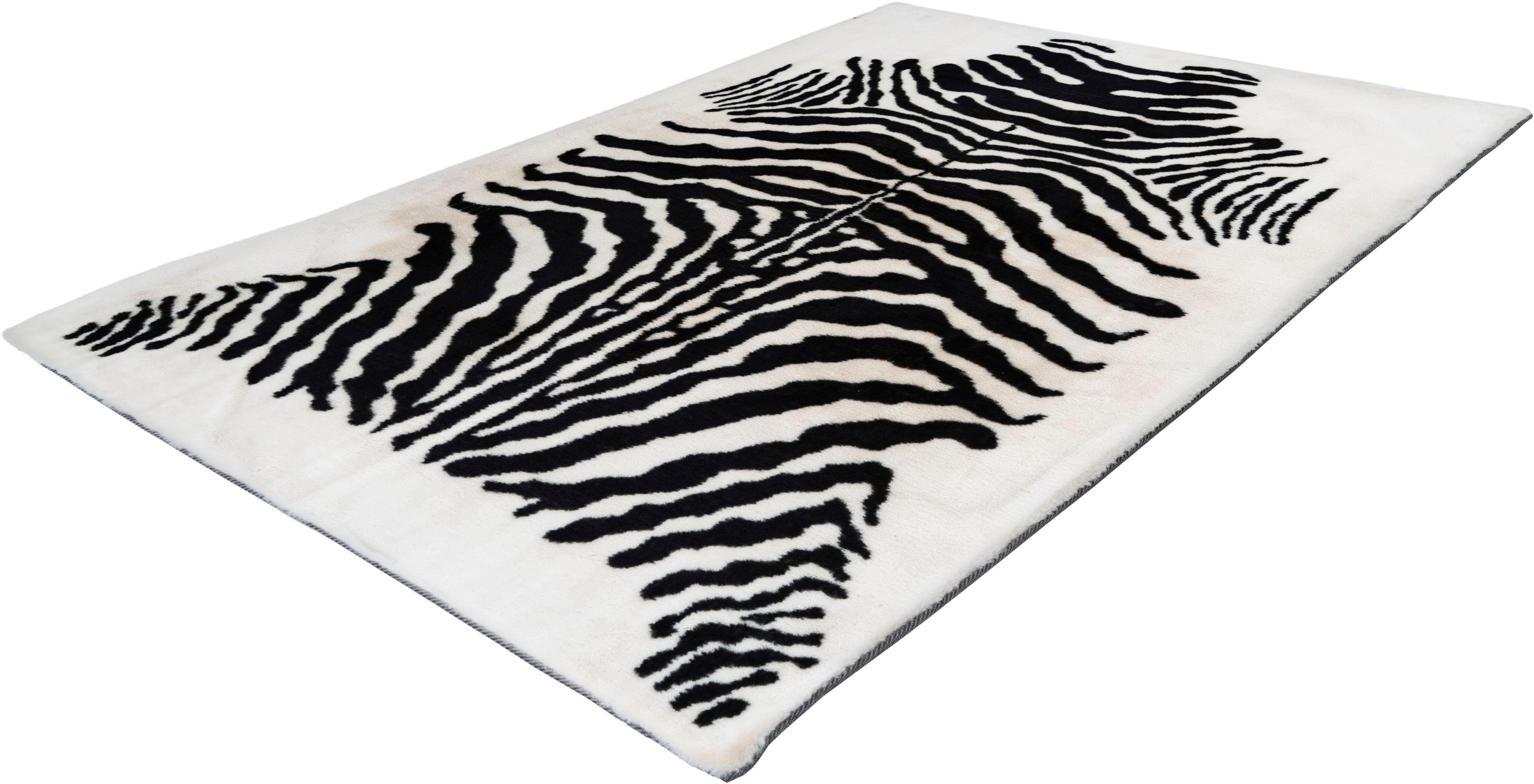 Hochflor-Teppich MY HOME "Elias" Gr. 4, schwarz-weiß (weiß, schwarz), B:160cm H:30mm L:230cm, Kunstfaser, Teppiche, Fell-Optik, Wohnzimmer 3
