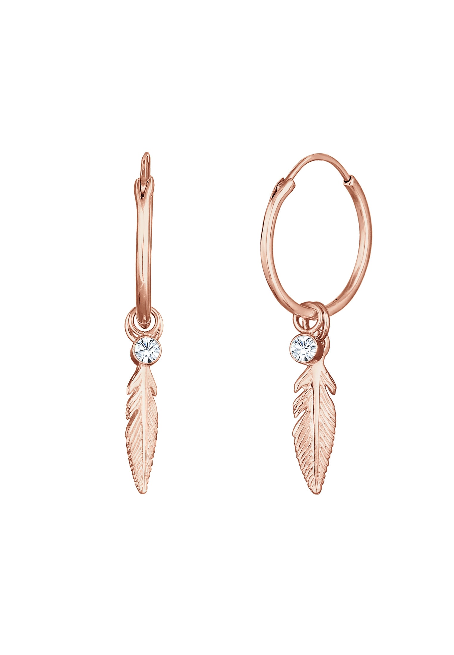 Elli Paar Creolen »Creole Feder Einhänger 925 Silber, mit Kristallen von Swarovski®«