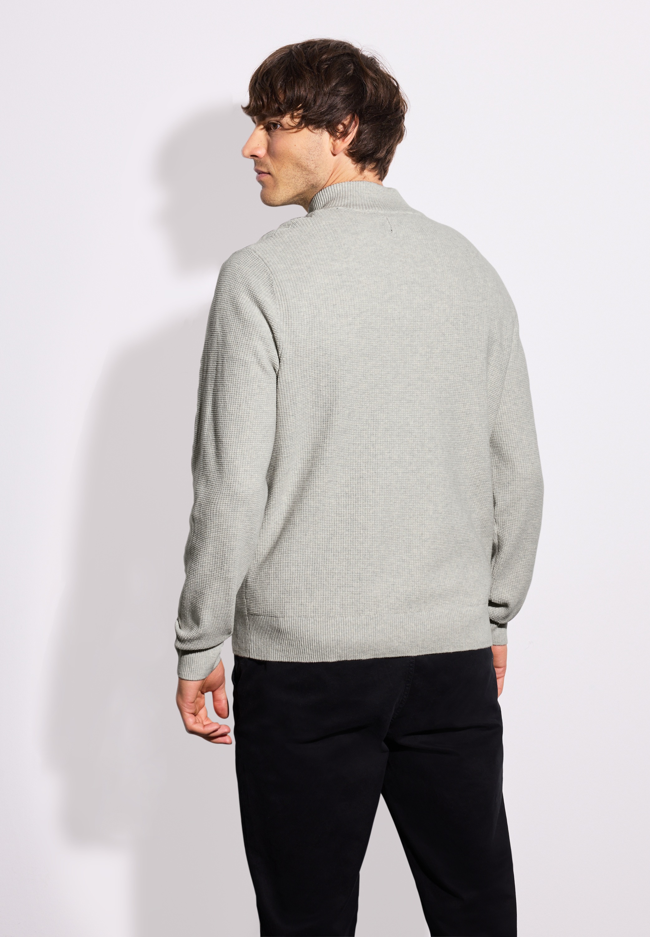 STREET ONE MEN Strickpullover, aus reiner Baumwolle