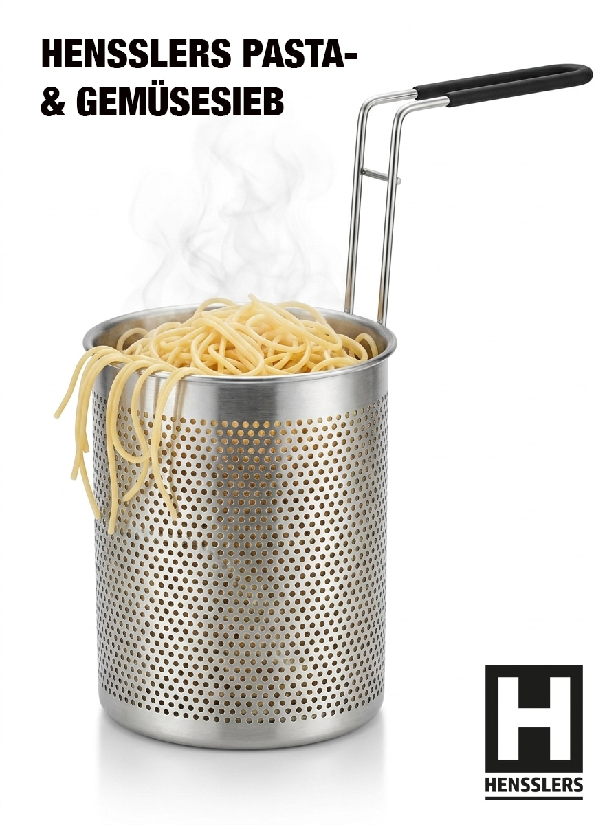 HENSSLERS Kochtopf »HENSSLERS Edelstahl-Topf-Set inkl. Grillzange & Pastasieb« Set, 7 tlg. Edelstahl