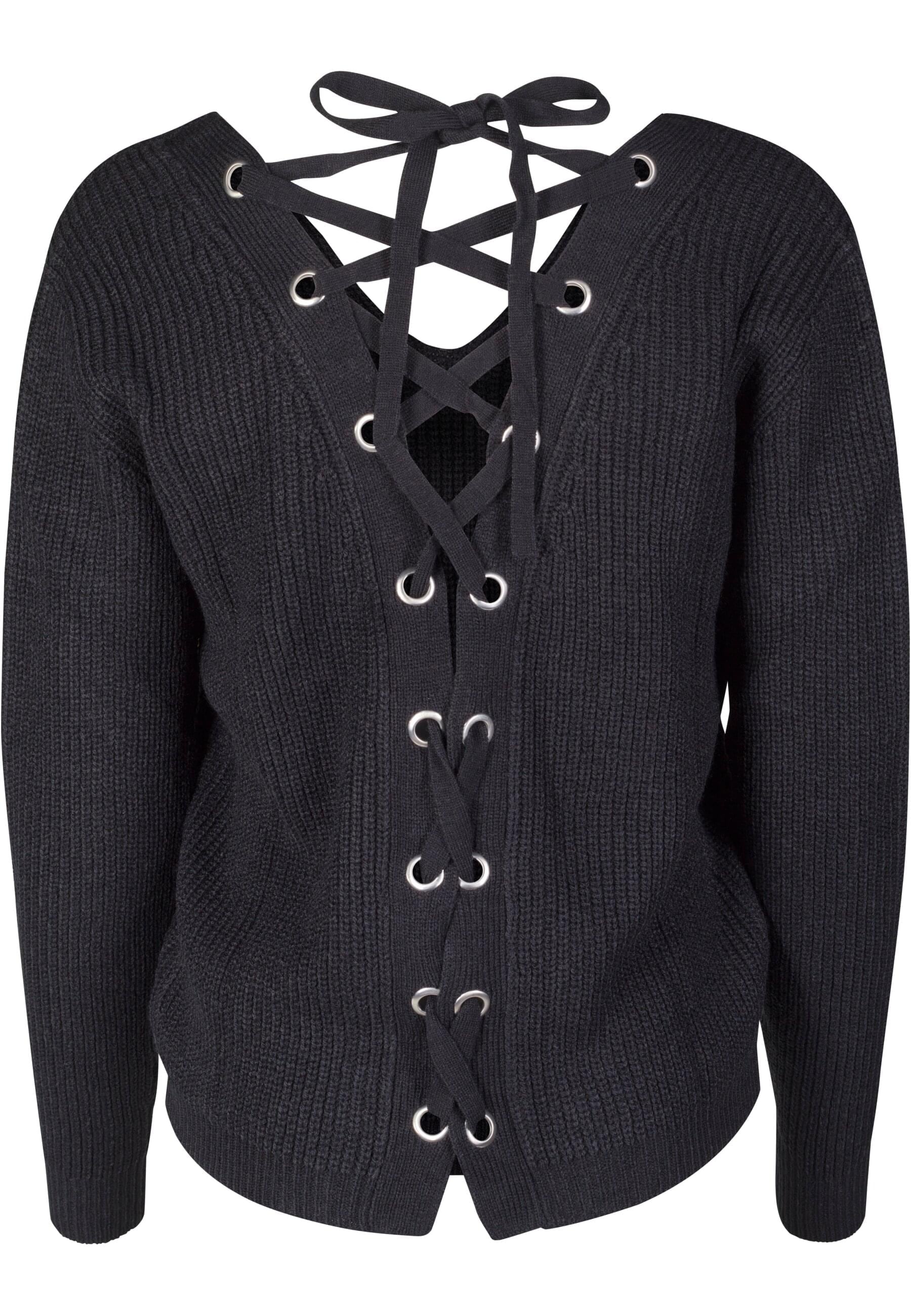 URBAN CLASSICS Rundhalspullover »Urban Classics Damen Ladies Back Lace Up Sweater«