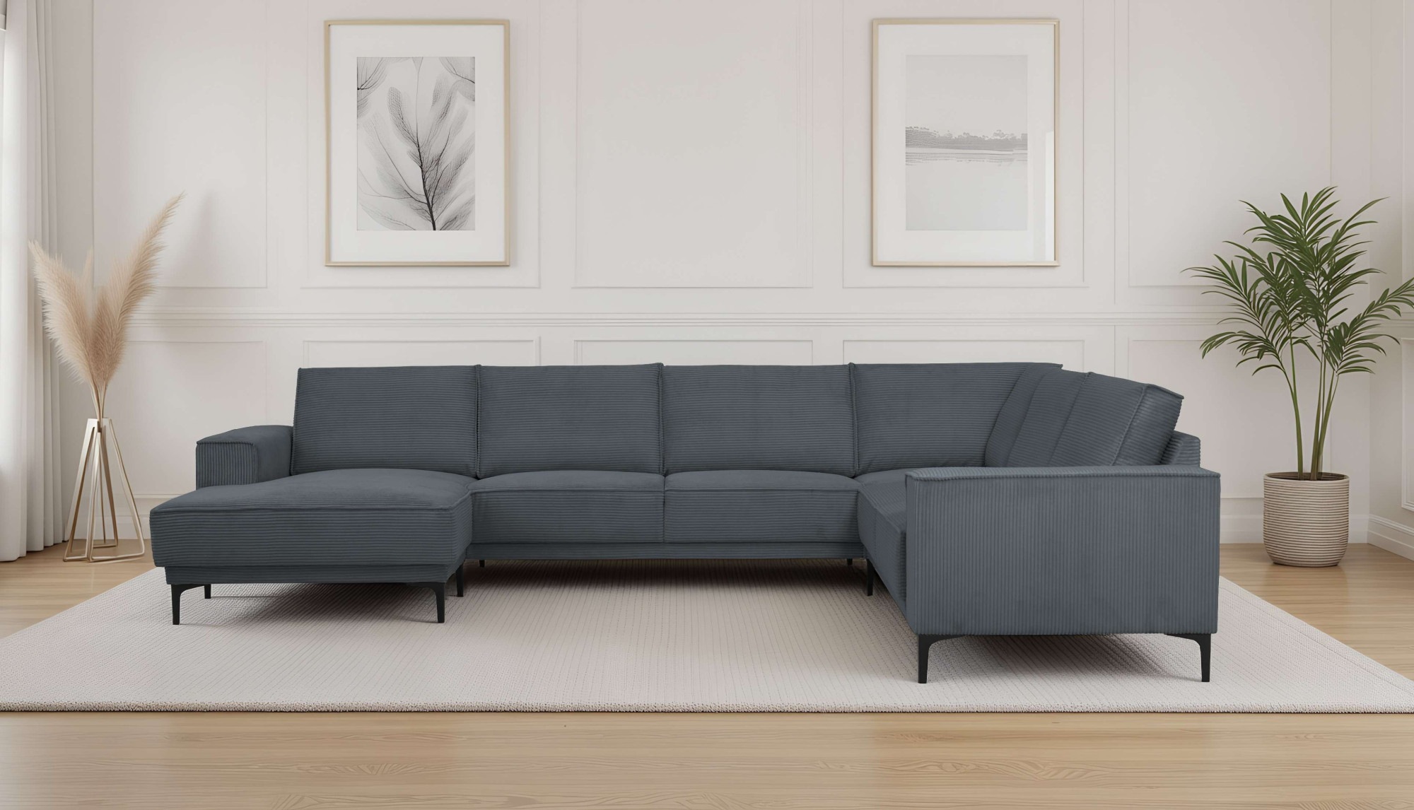 OTTO home Wohnlandschaft "OLAND Cord U-Form, XXL, B: 342 cm, Skandi-Design" Skandi-Design in Struktur, Flachgewebe, Luxus-Microfaser, Boucle