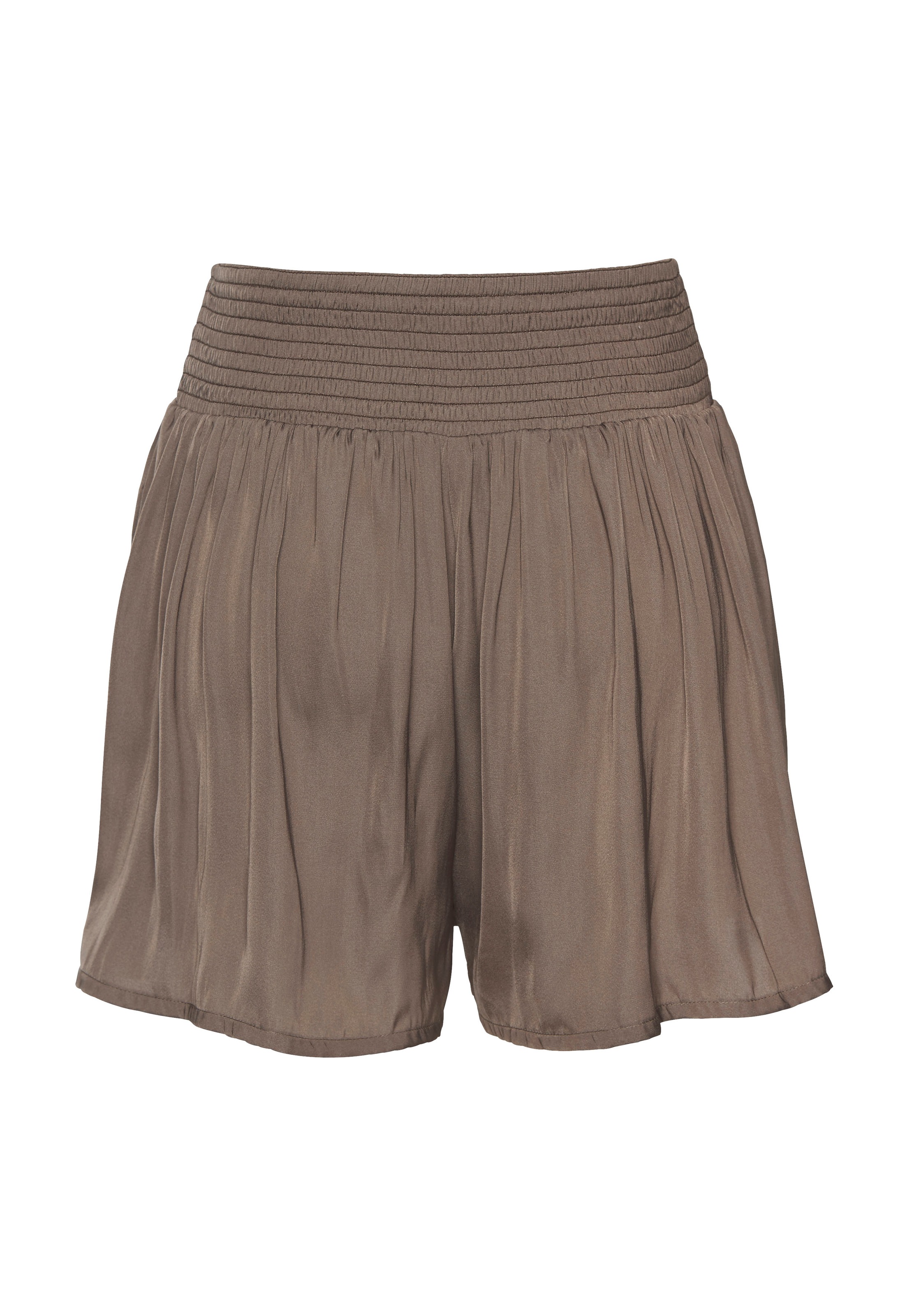 Webshorts LASCANA, Damen, Gr. 38, N-Gr, grün (khaki), Satin, Obermaterial: 100% Polyester, unifarben, figurumspielend kurz, Hosen, aus softer Satinqualität, kurze Hose, Sommerhose, modisch und elegant 3
