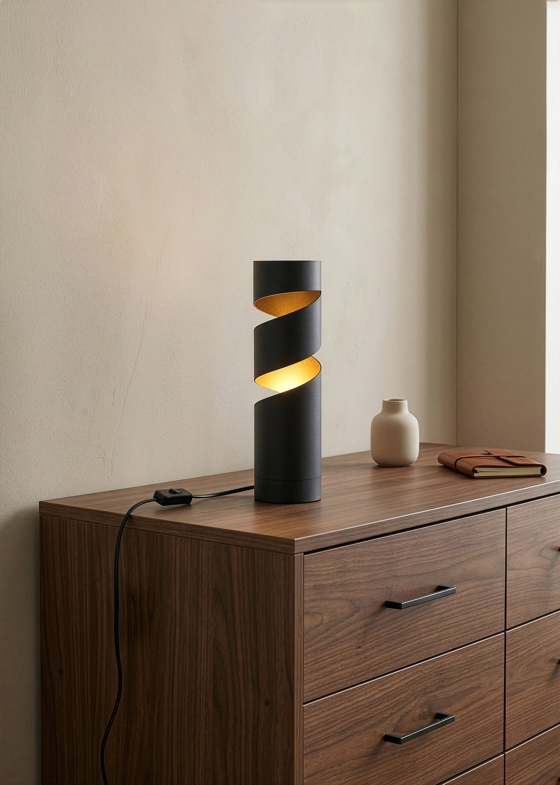 TRIO Leuchten Tischleuchte »STREAM, spiralförmige Tischlampe Metall exkl GU10 max 10W« GU10 1 Stk. warmweiß - kaltweiß Höhe 35cm Ø 10cm, moderne Tischleuchte Nachttischlampe