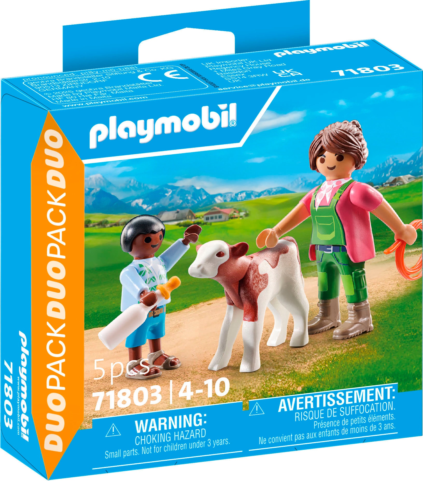 Playmobil® Konstruktions-Spielset »Bäuerin mit Kind und Kalb (71803), Playmobil DuoPack«, (5 St.), Made in Europe