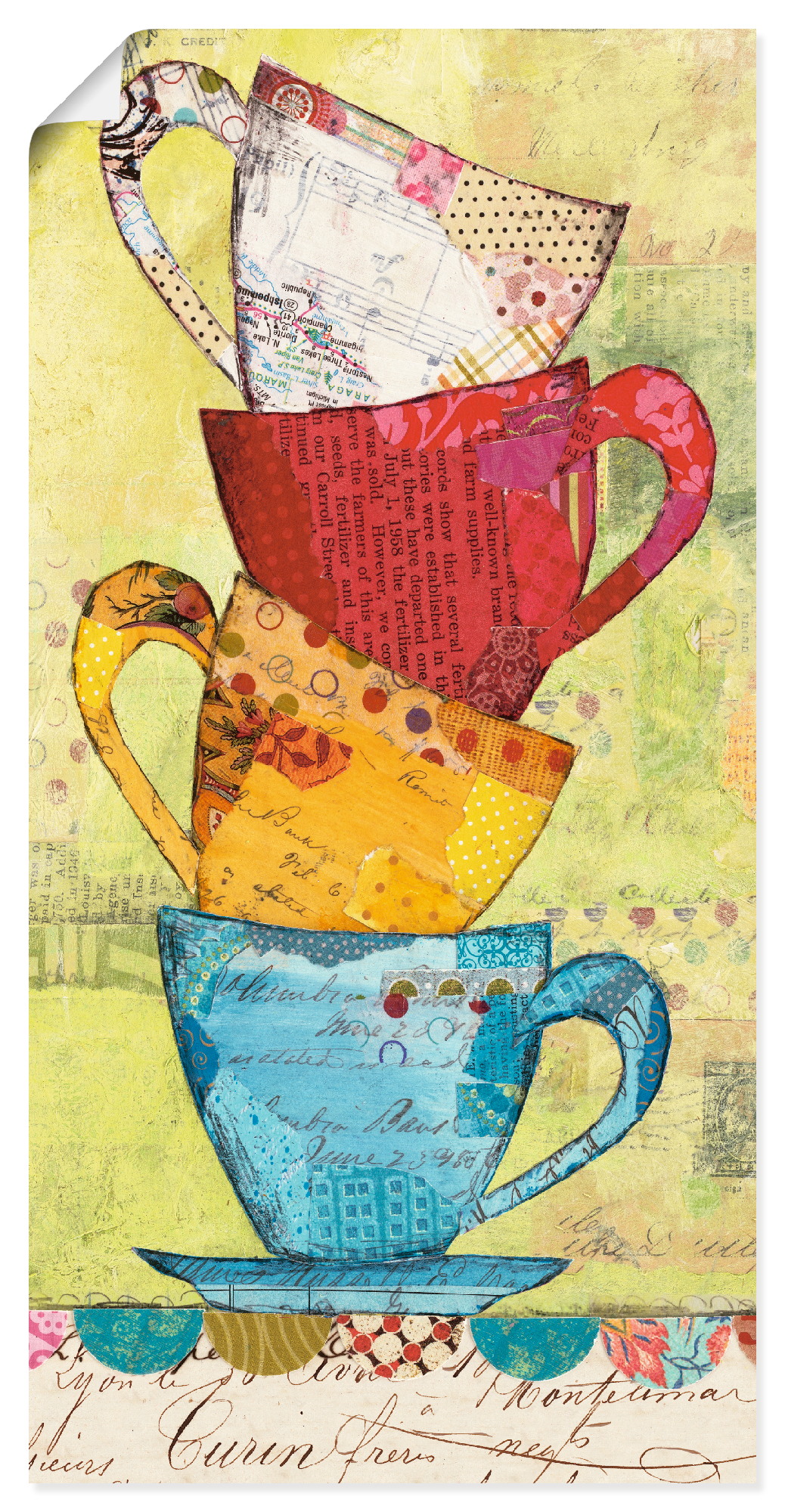 Artland Wandbild "Komm zum Kaffee" Geschirr & Besteck 1 Stk. tlg. als Leinwandbild, Poster in verschied. Größen