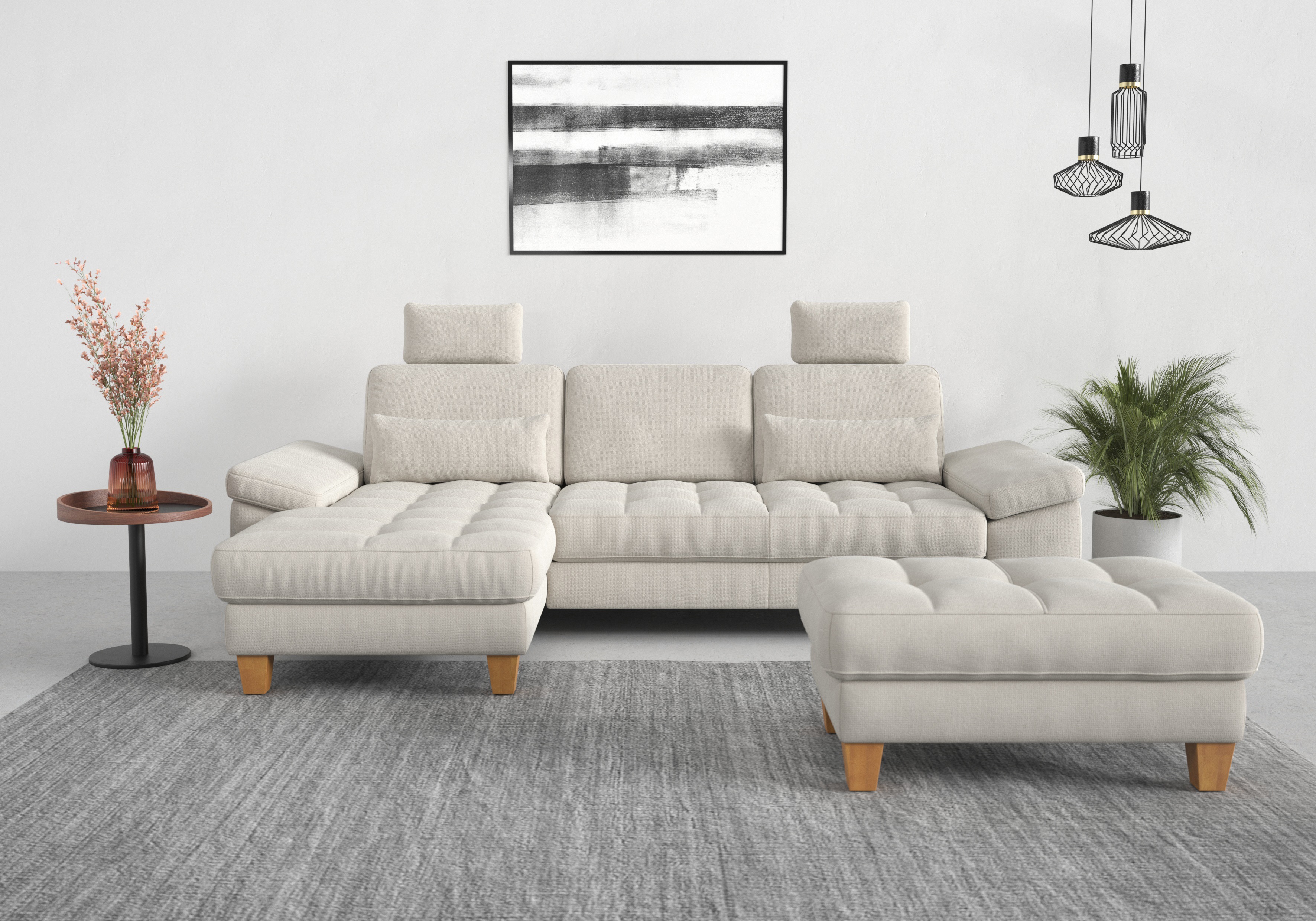 Thumbnail - sit&more Ecksofa "Westham L-Form" mit Recamiere, mit oder ohne Bettfunktion, Bettkasten, Füße Eiche