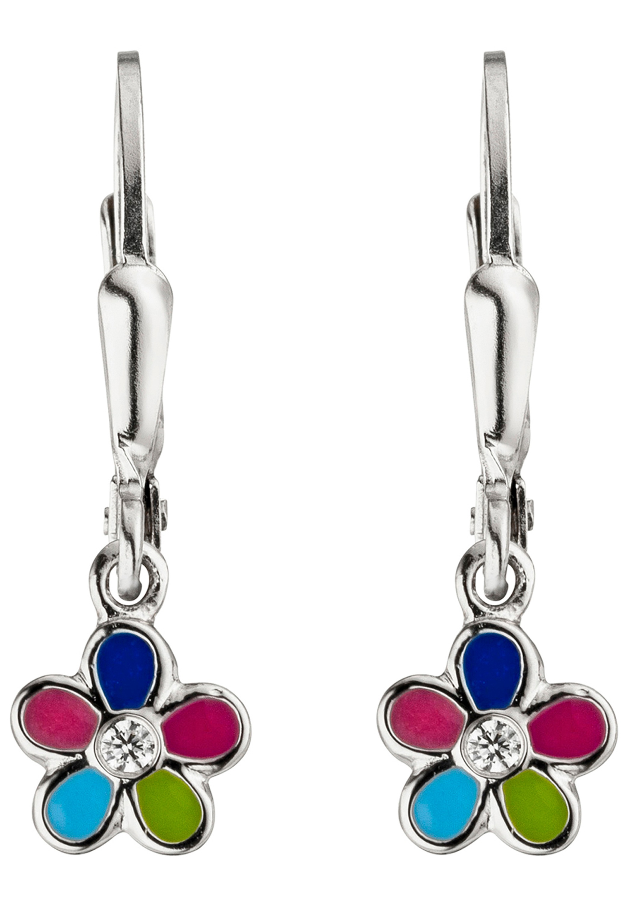 JOBO Paar Ohrhänger »Blume« 925 Silber mit 2 Zirkonia