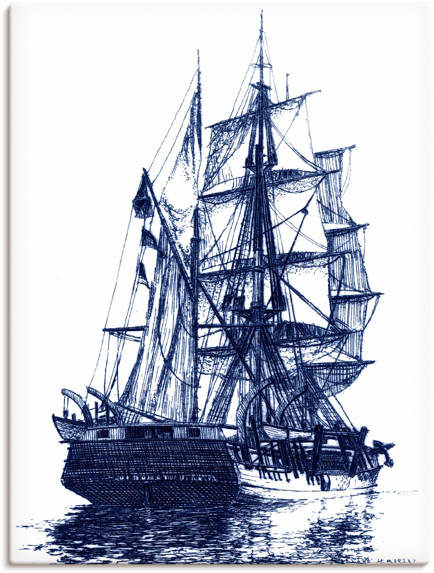Black Friday in in Wandaufkleber Schiffe, »Antikes Schiff Poster versch. (1 Boote | Alubild, I«, BAUR Größen Leinwandbild, oder blau & Artland Wandbild als St.)
