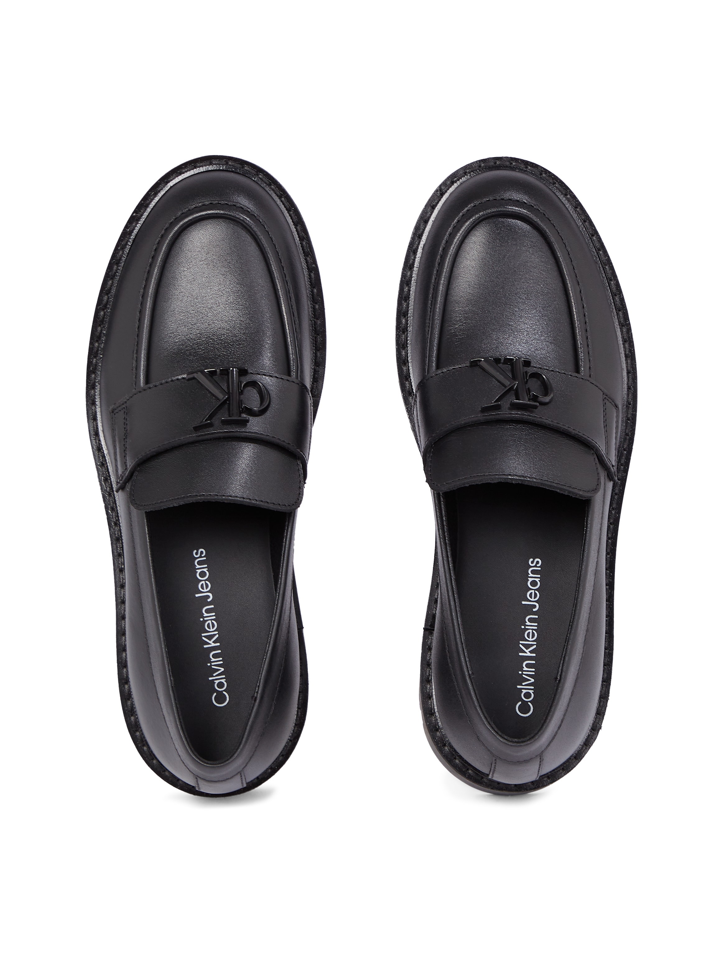 Calvin Klein Jeans Loafer »FLATFORM LOAFER HW MG LTH«, Blockabsatz, Schlupfschuh, Halbschuh, Businessschuh mit Zierriegel