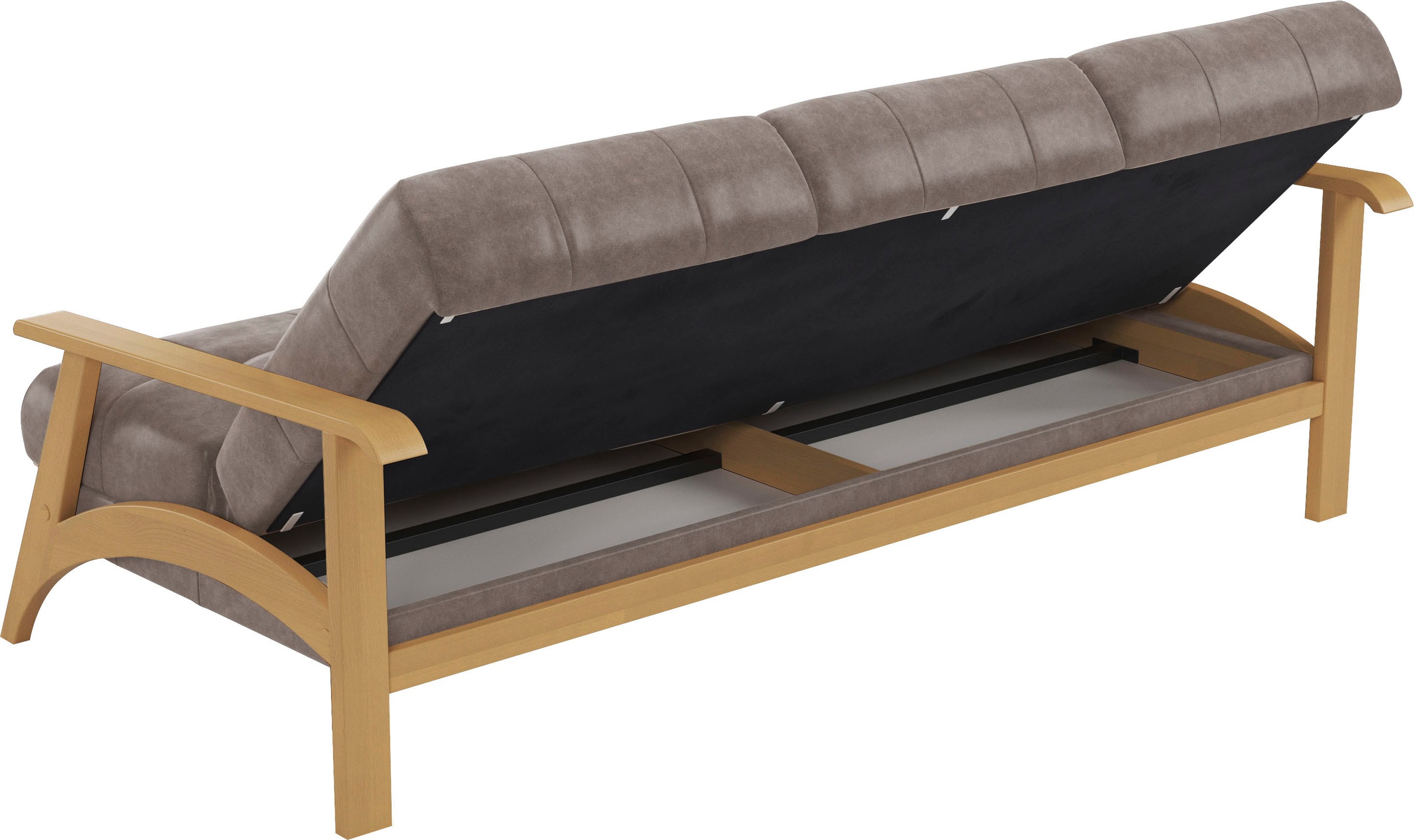 sit&more 3-Sitzer »Billund«, Armlehnen aus eichefarbigem Buchenholz, verschiedene Bezüge und Farben