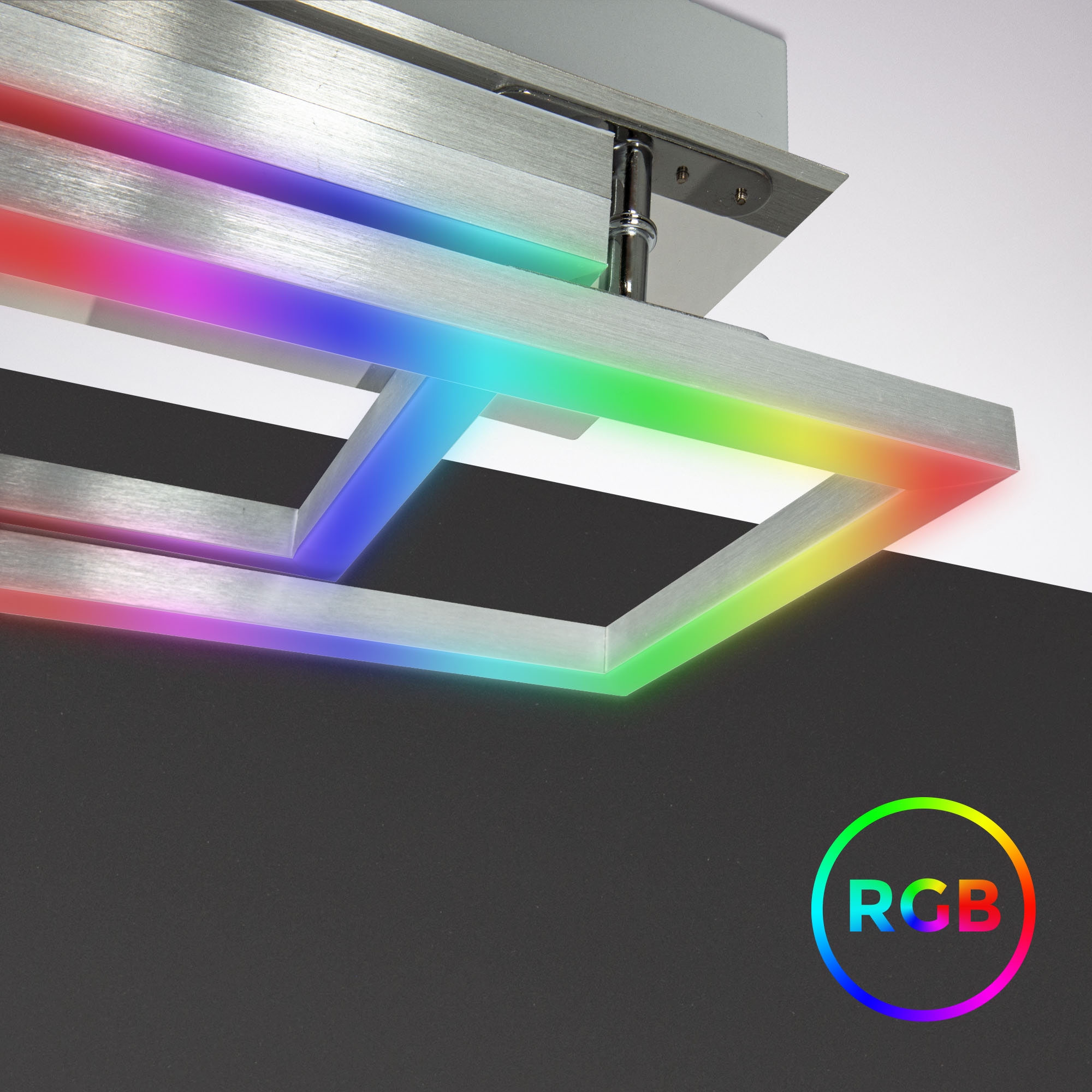 B.K.Licht LED Deckenleuchte »Smarte LED-Deckenleuchte, mit Farbwechsel, Lichteffekte«, 1 flammig, Leuchtmittel LED-Modul | LED fest integriert, WIFI Frame, RGB, CCT, Tuya-App, Nachtlichtfunktion