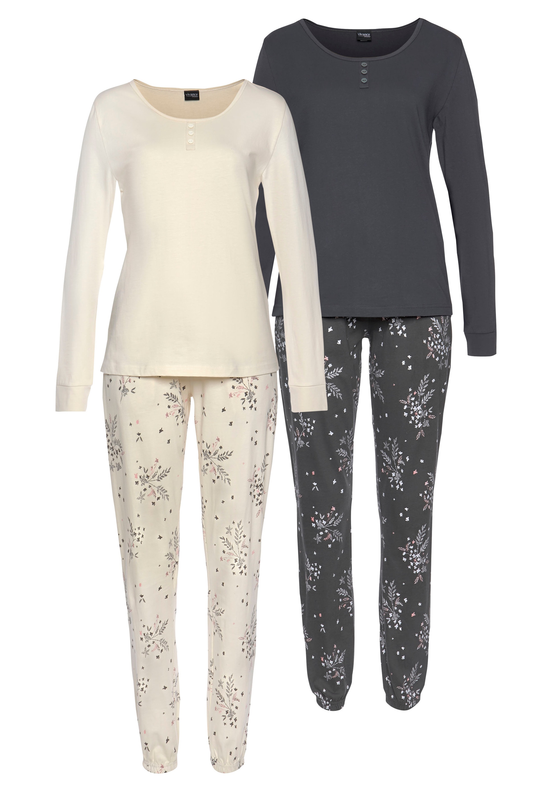 Vivance Dreams Pyjama 2er Pack, 4 tlg. mit feinem Blumenprint günstig online kaufen