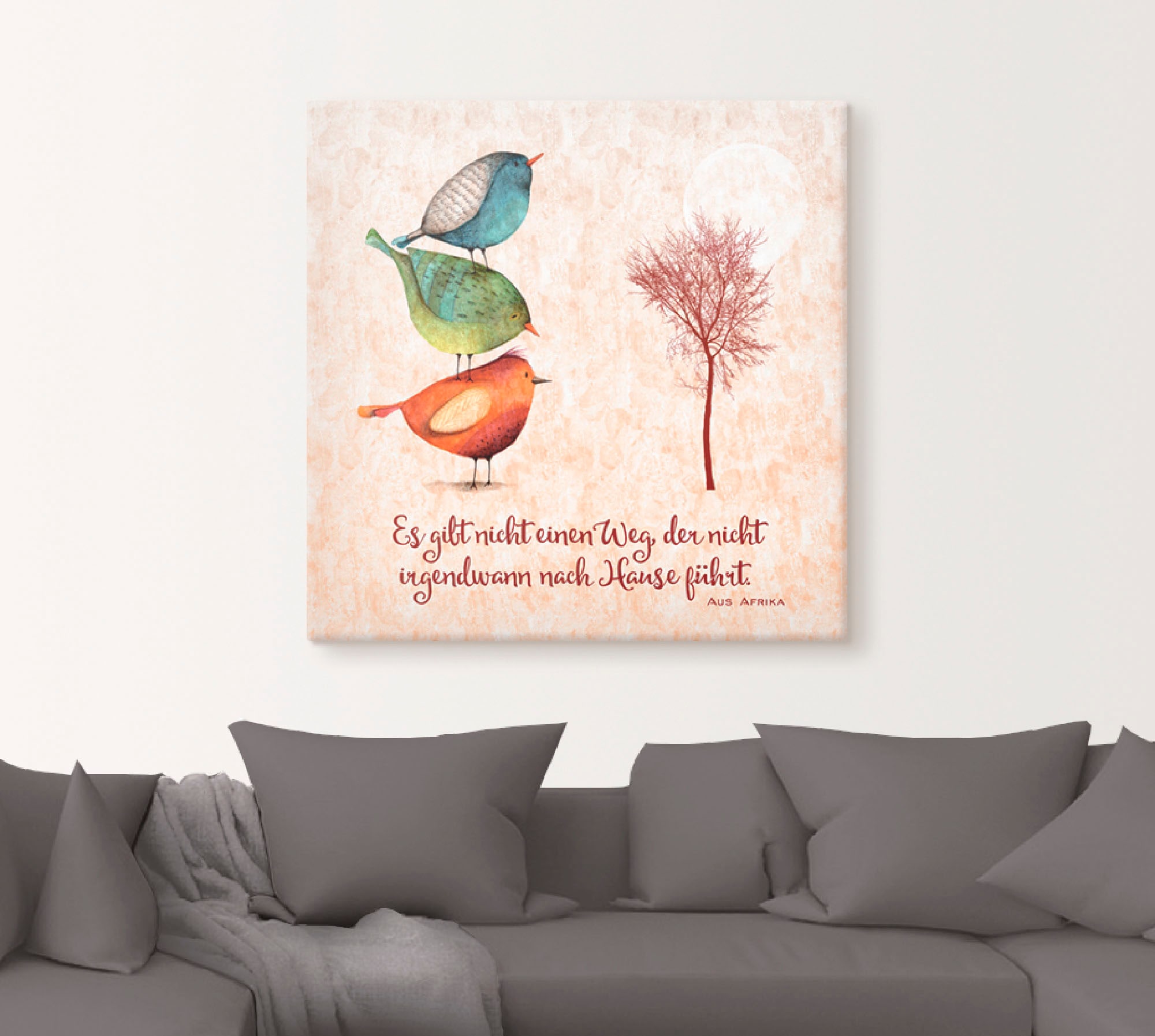 Artland Wandbild »Lebensweisheit Zu Hause«, Tiere, (1 St.), als Leinwandbild, Poster, Wandaufkleber in verschied. Größen